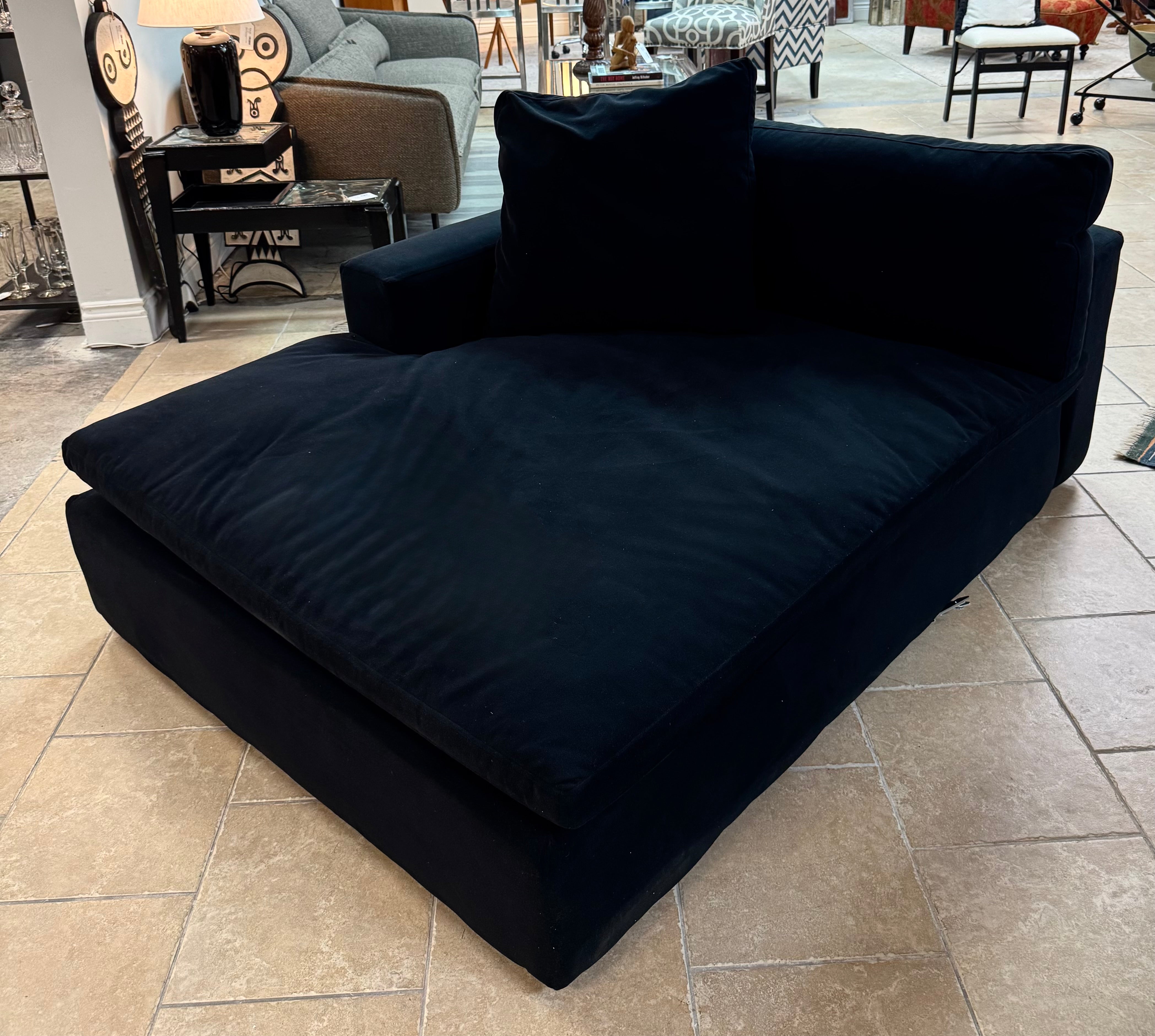 'Cloud' Black Velvet Left Chaise