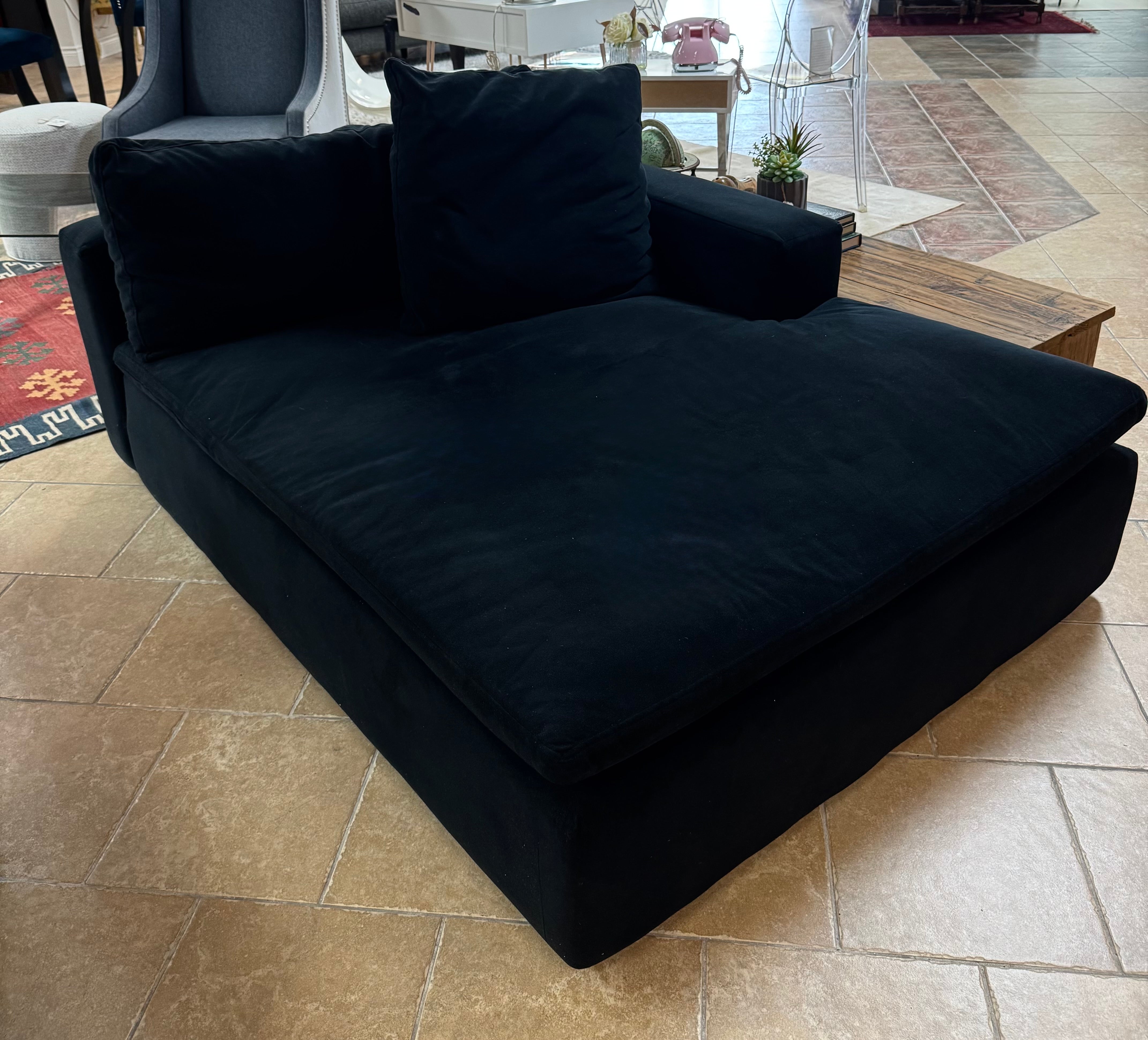 'Cloud' Black Velvet Right Chaise