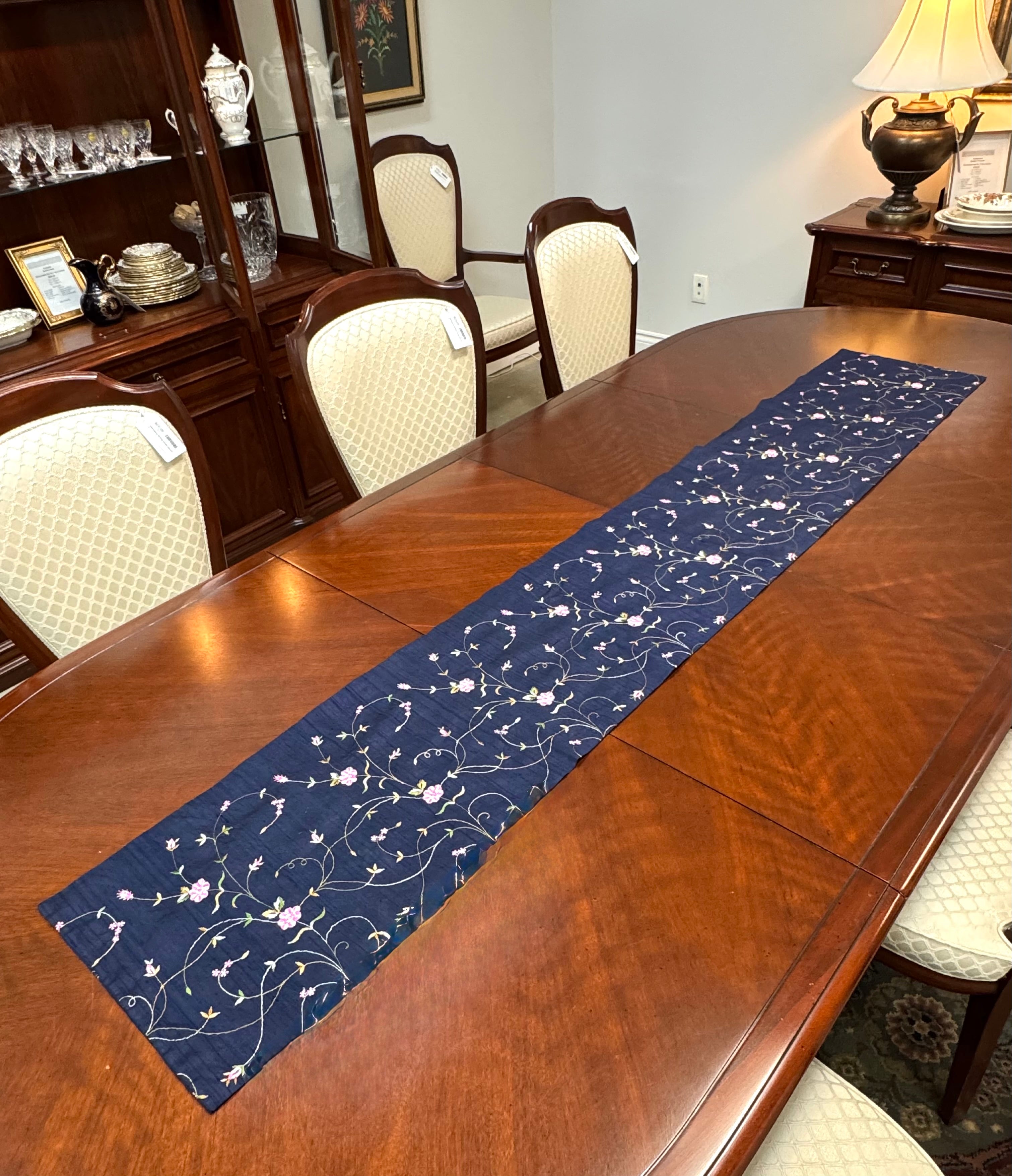 DOLCE & GABBANA Navy Silk Floral Scarf