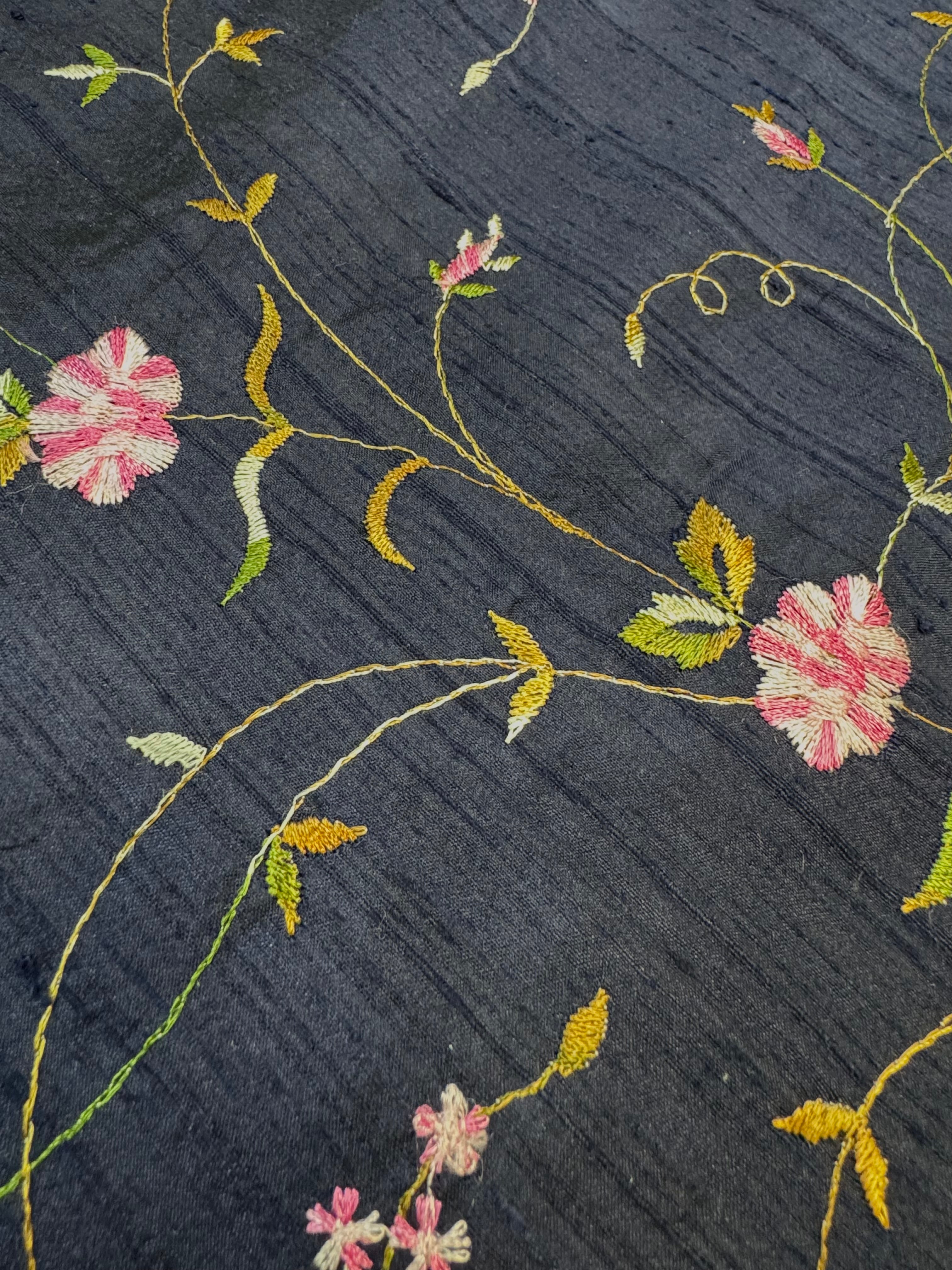 DOLCE & GABBANA Navy Silk Floral Scarf