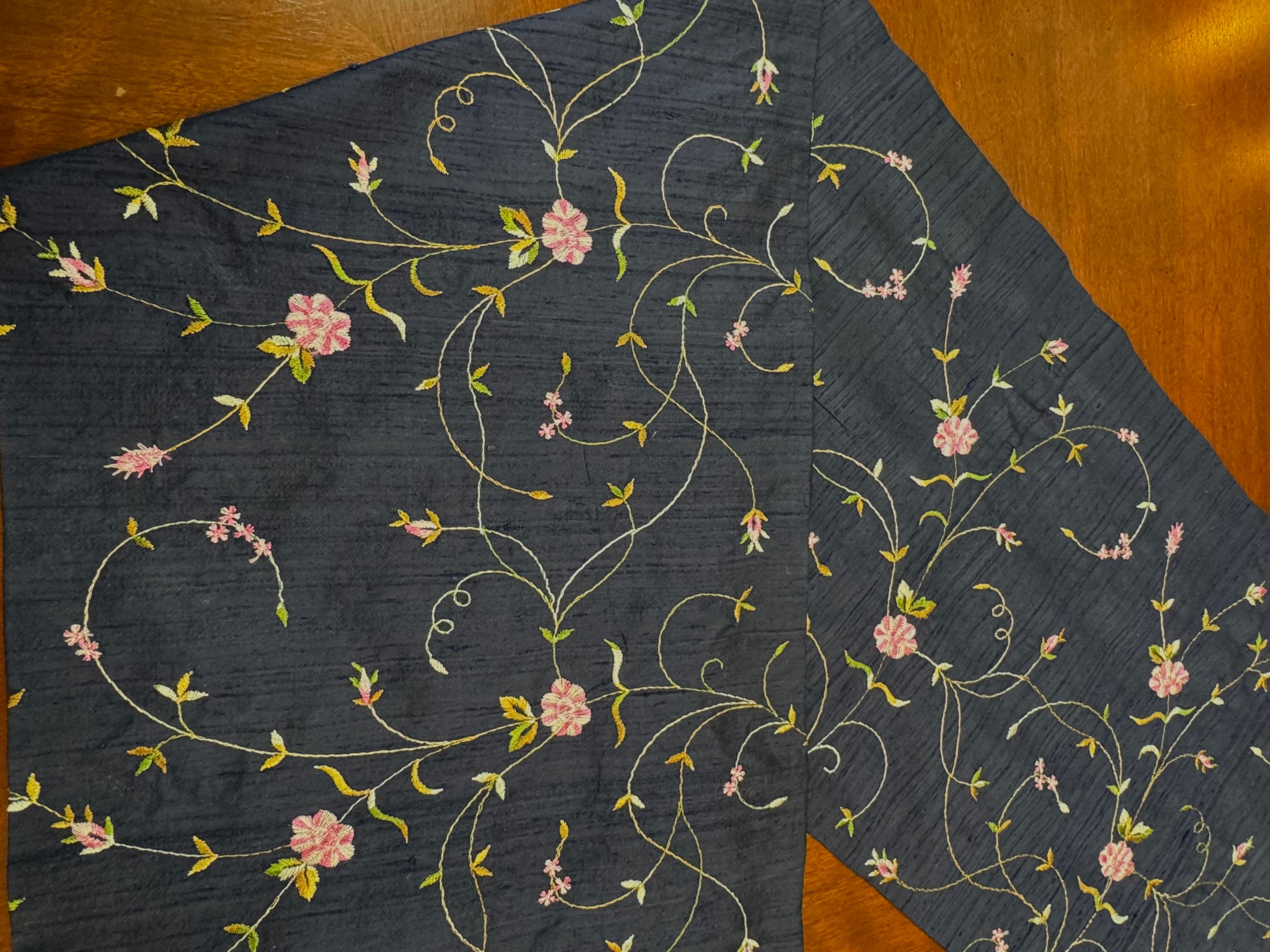 DOLCE & GABBANA Navy Silk Floral Scarf