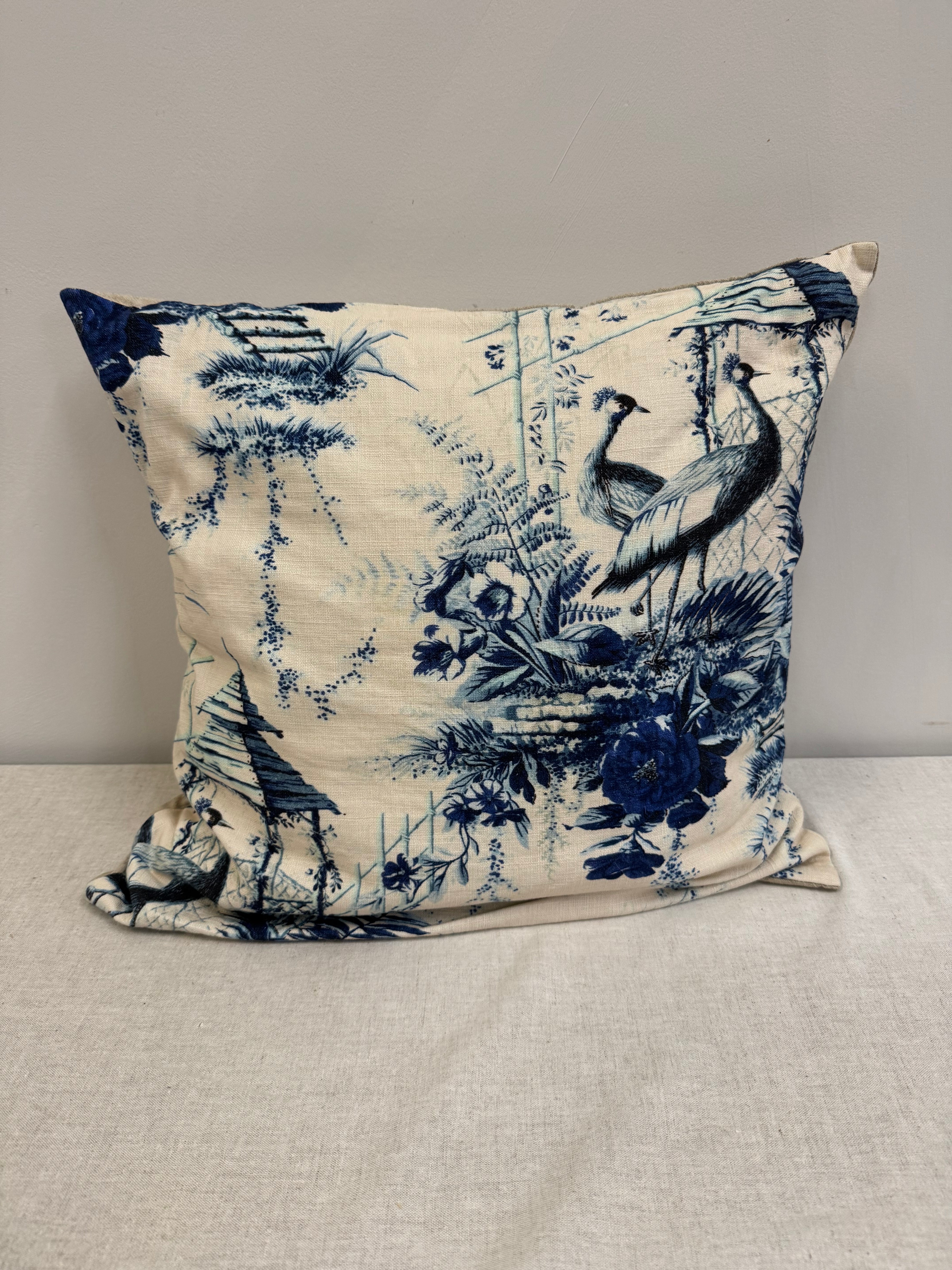 POTTERY BARN 'Ainsley' Blue & Cream Toile 22" Pillow