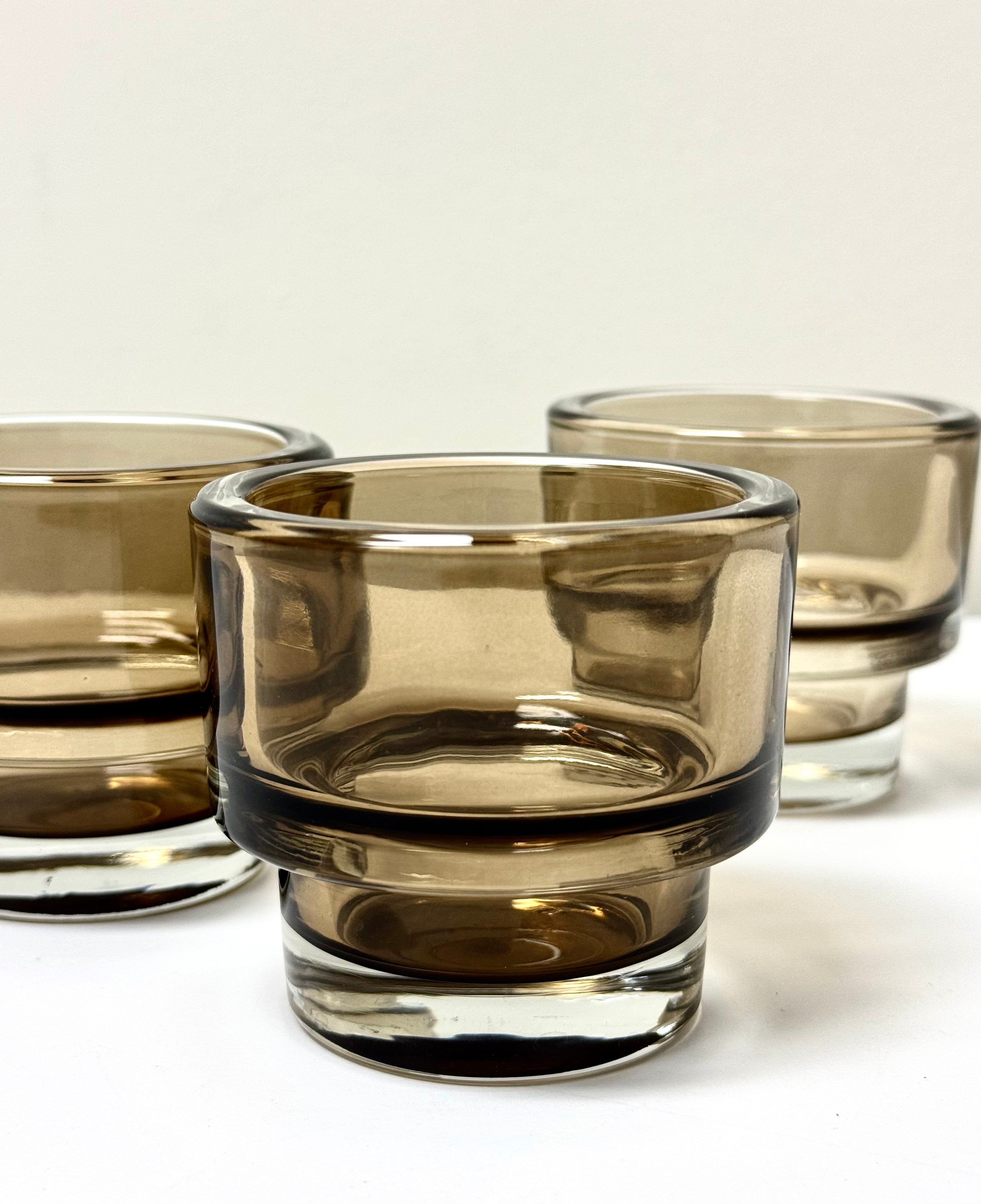 Vintage IKEA Smoked Glass Votive Holders Set of 3