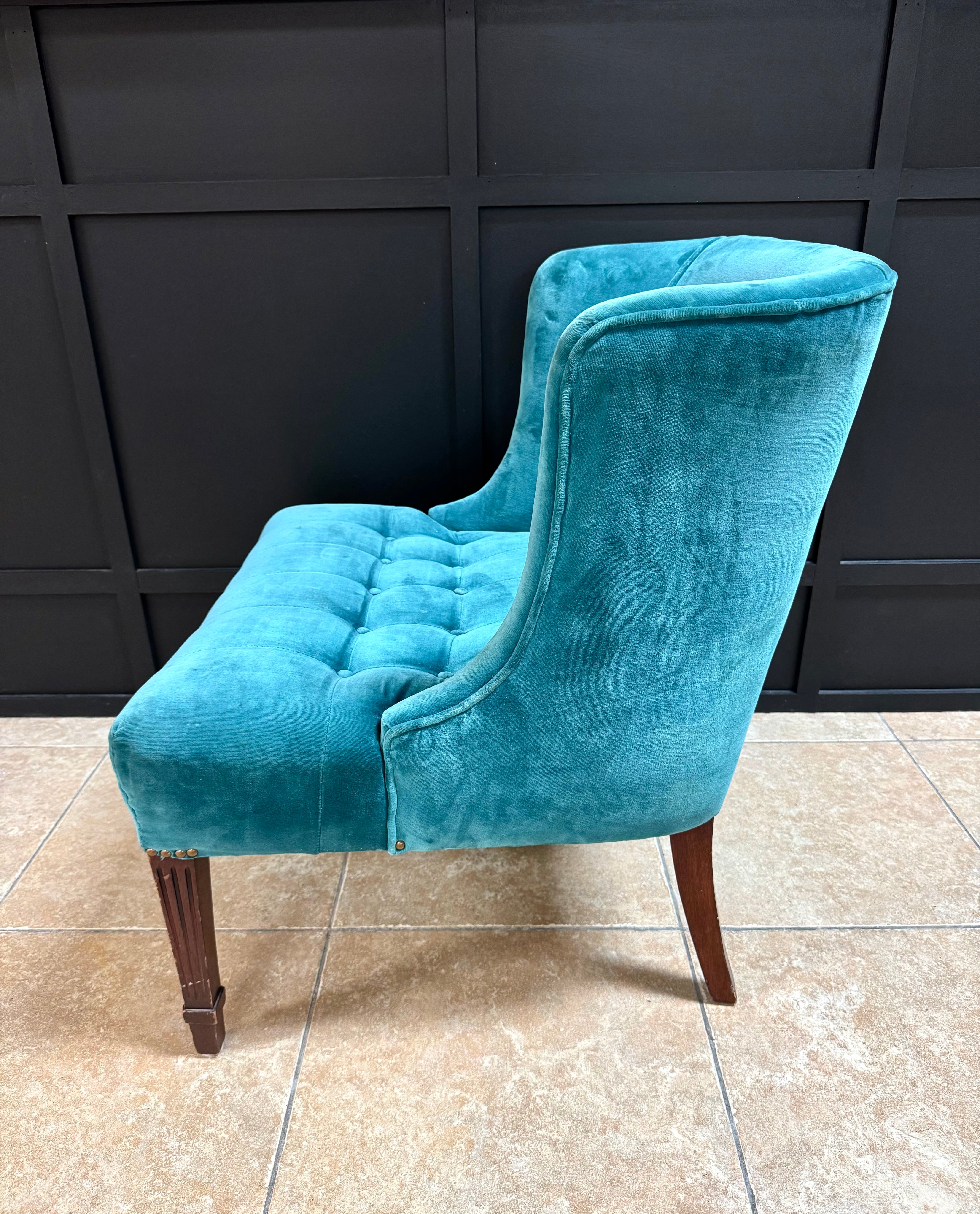 Vintage Teal Velvet Chair