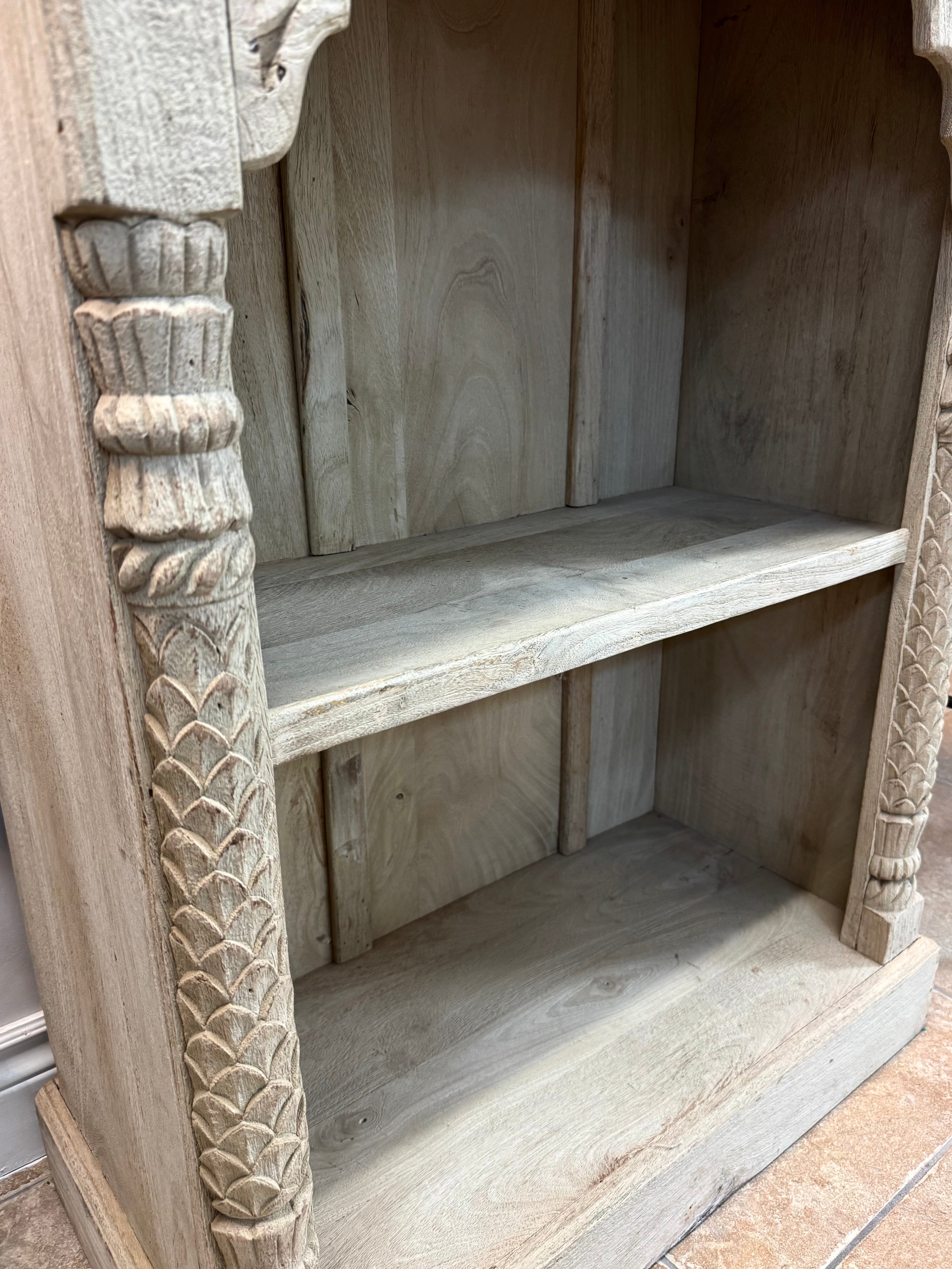 Hand-carved Natural Wood Shelf