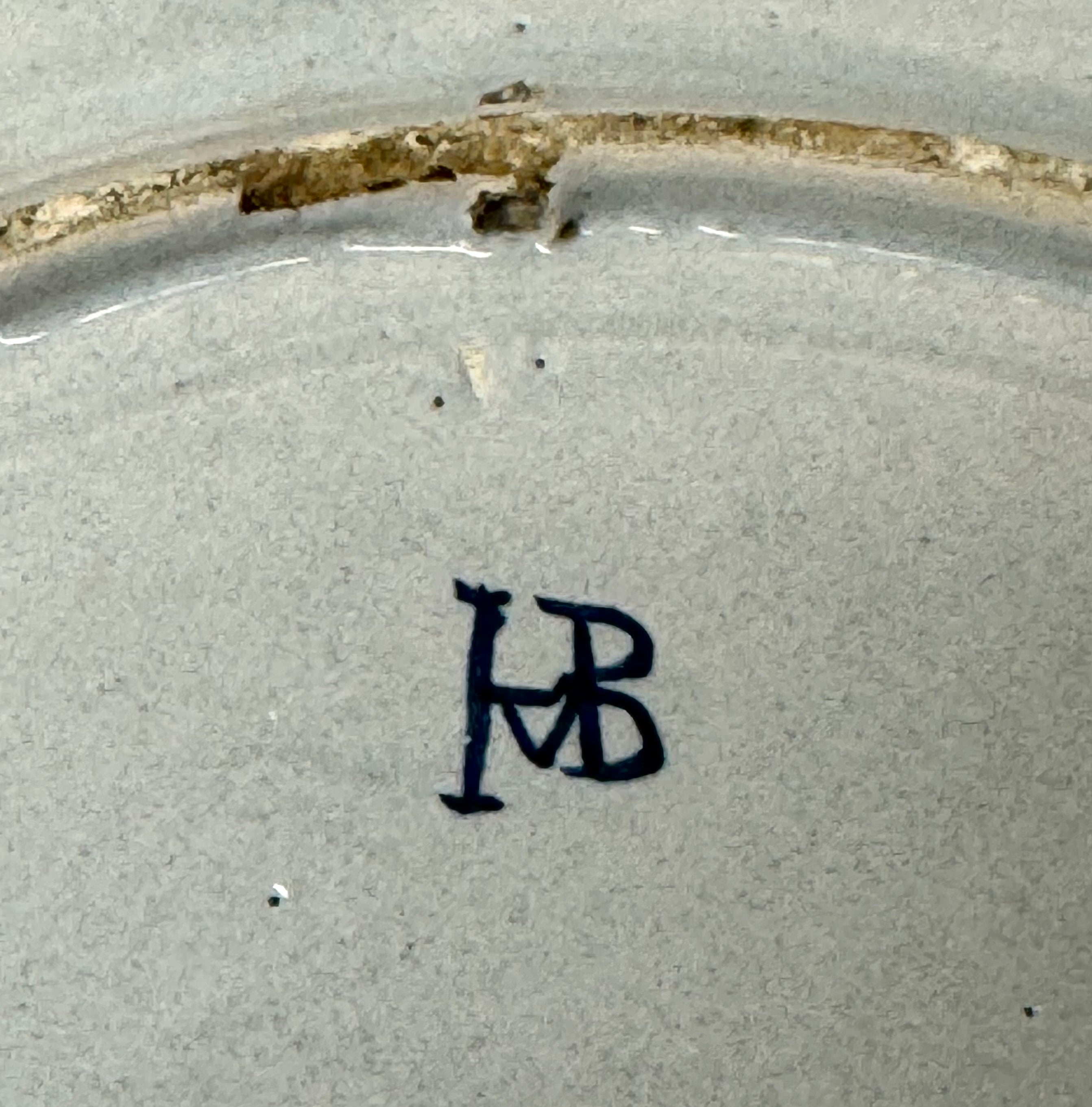 Antique Dutch Delftware 13-1/2" Ceramic Shallow Bowl
