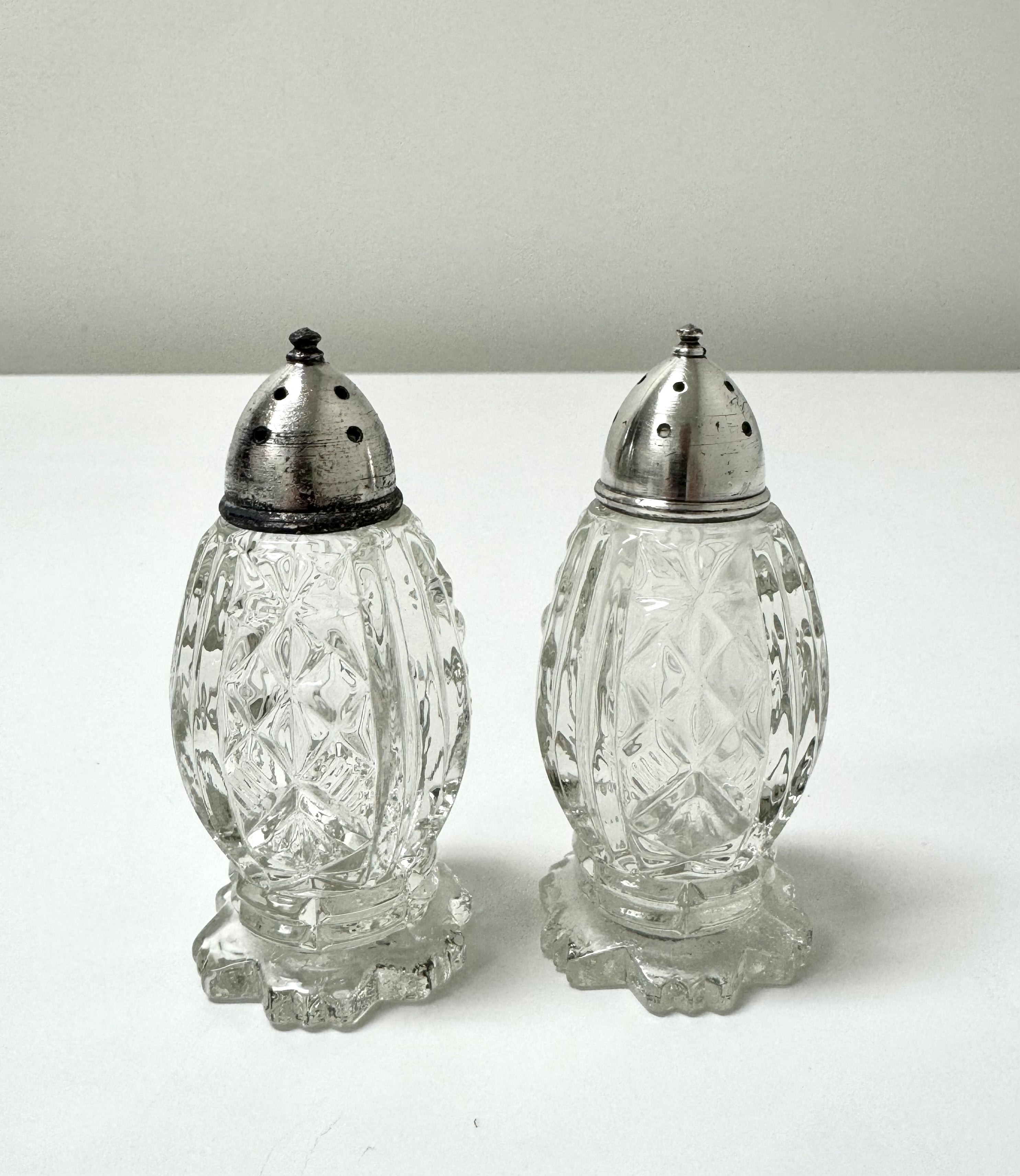 Vintage Cut Glass Salt & Pepper