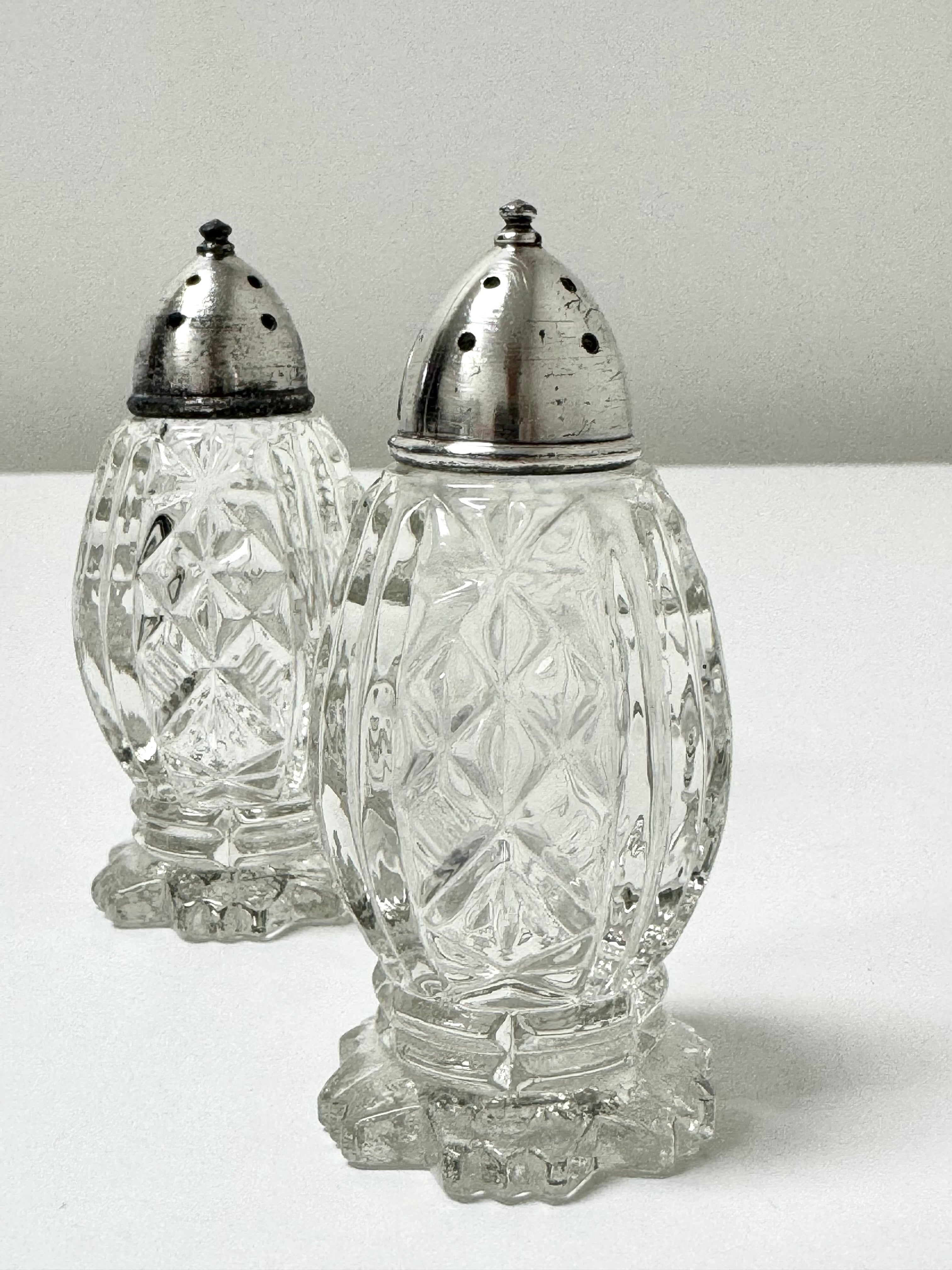 Vintage Cut Glass Salt & Pepper