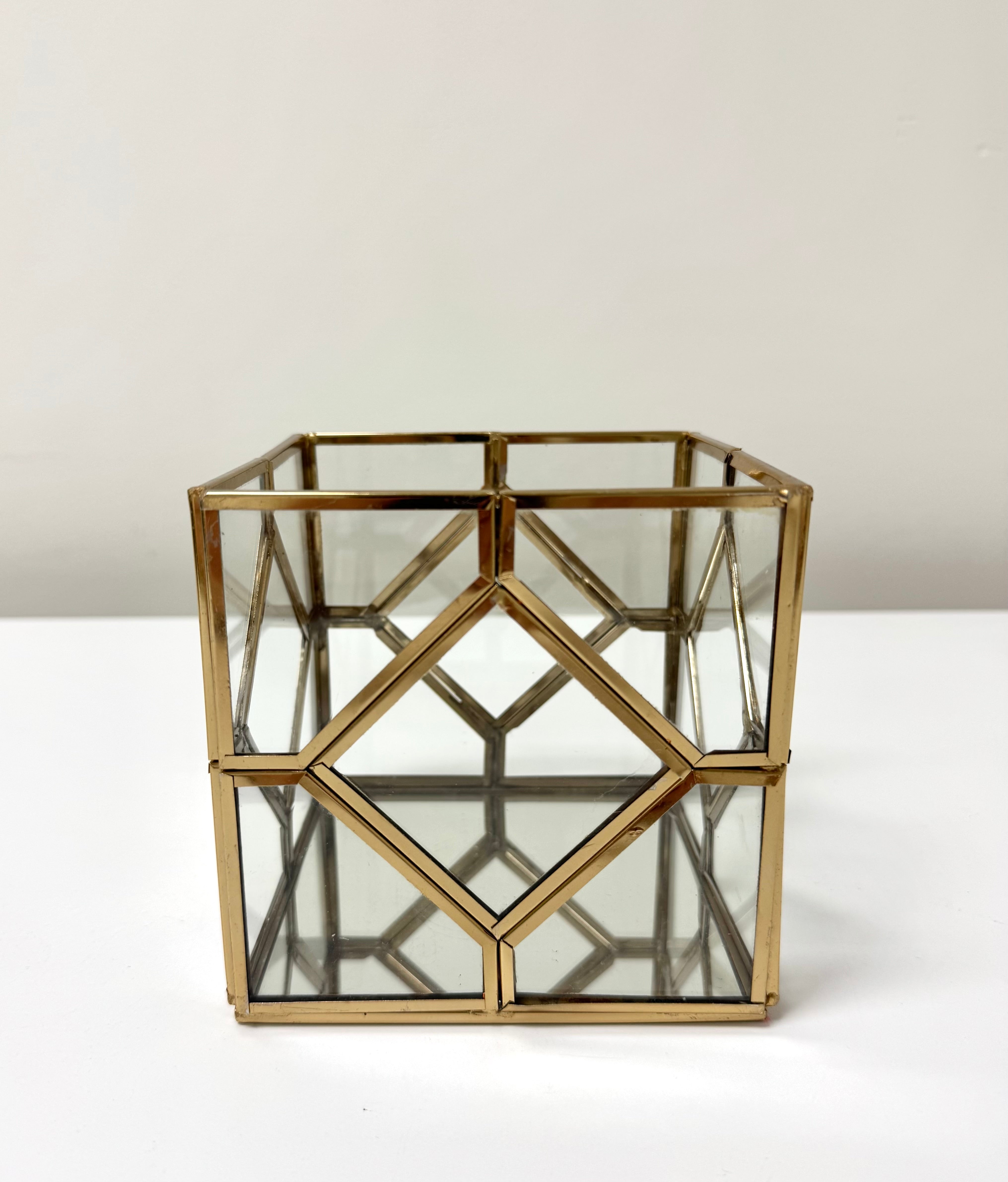 Geometric Brass Candle Lantern