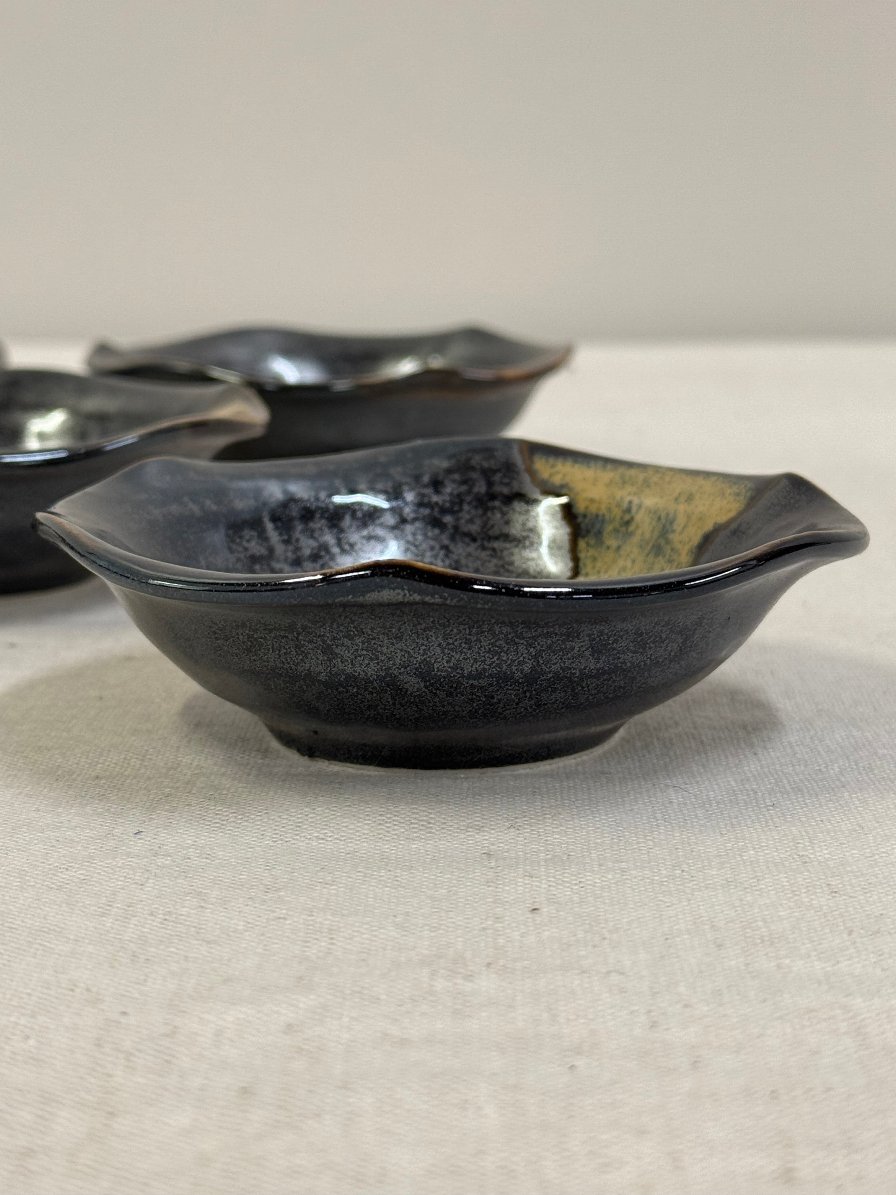 Japanese Iridescent Slate Gray Sushi Bowls Set of 5