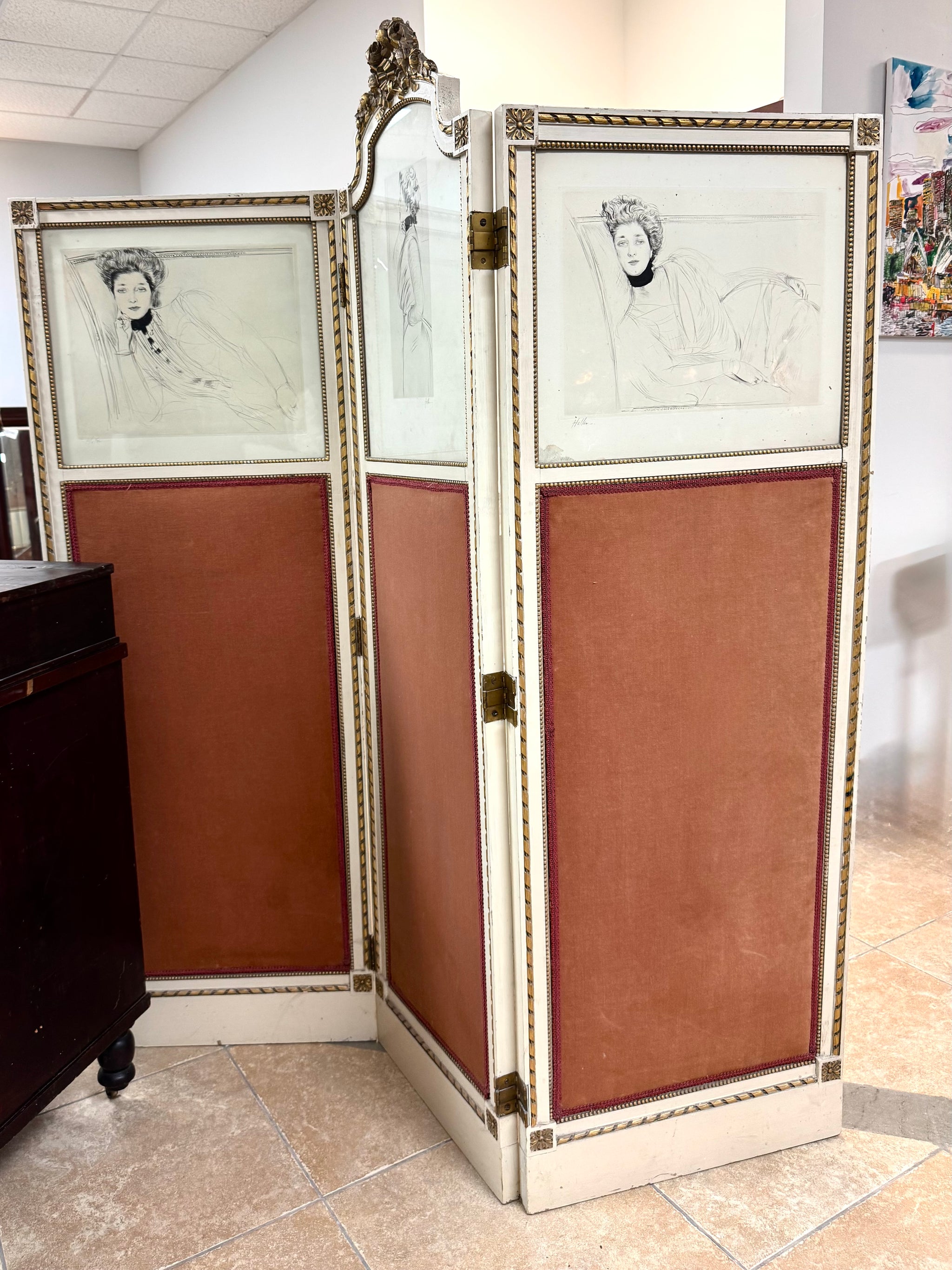 Antique French Dressing Screen