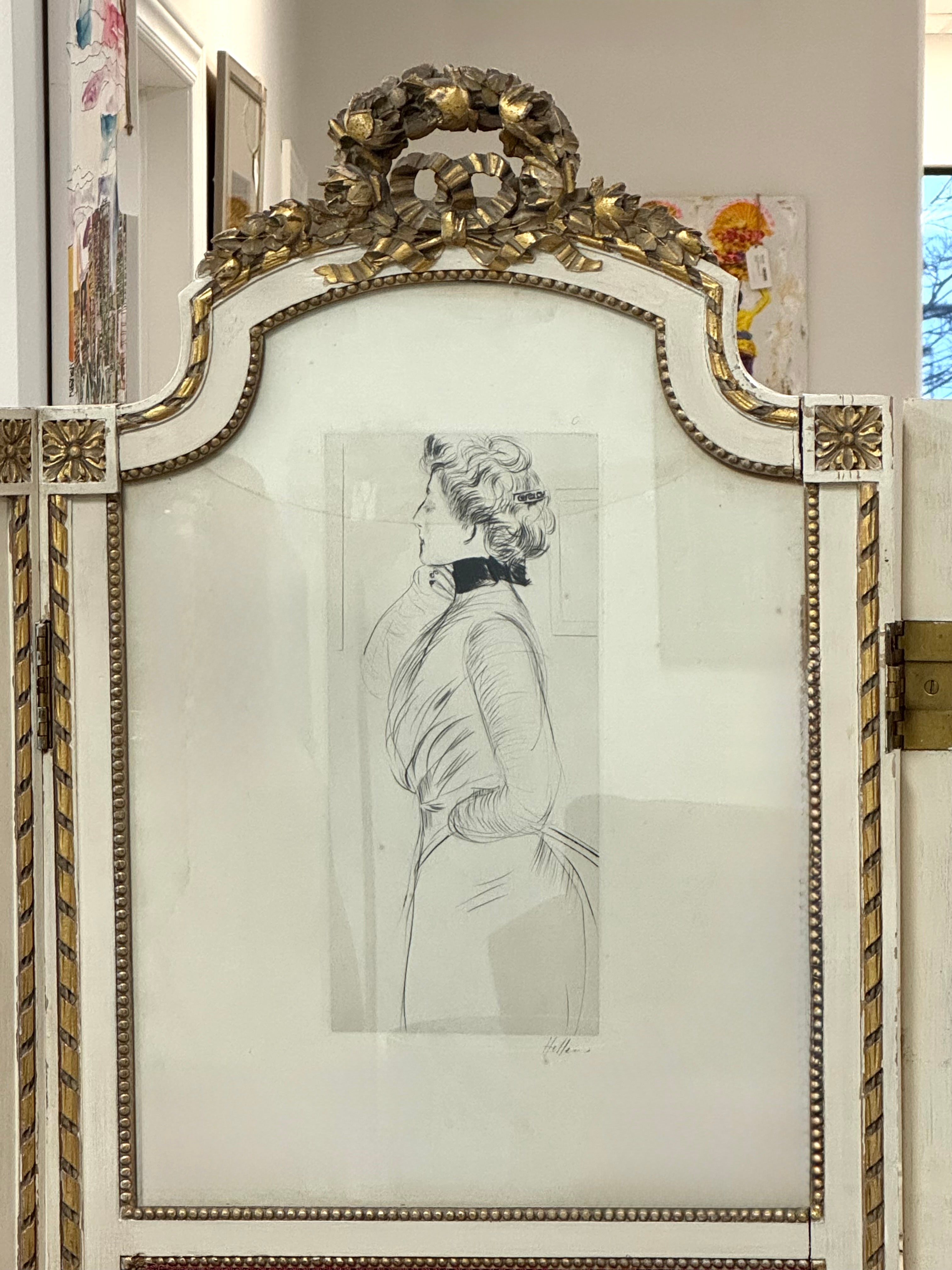 Antique French Dressing Screen