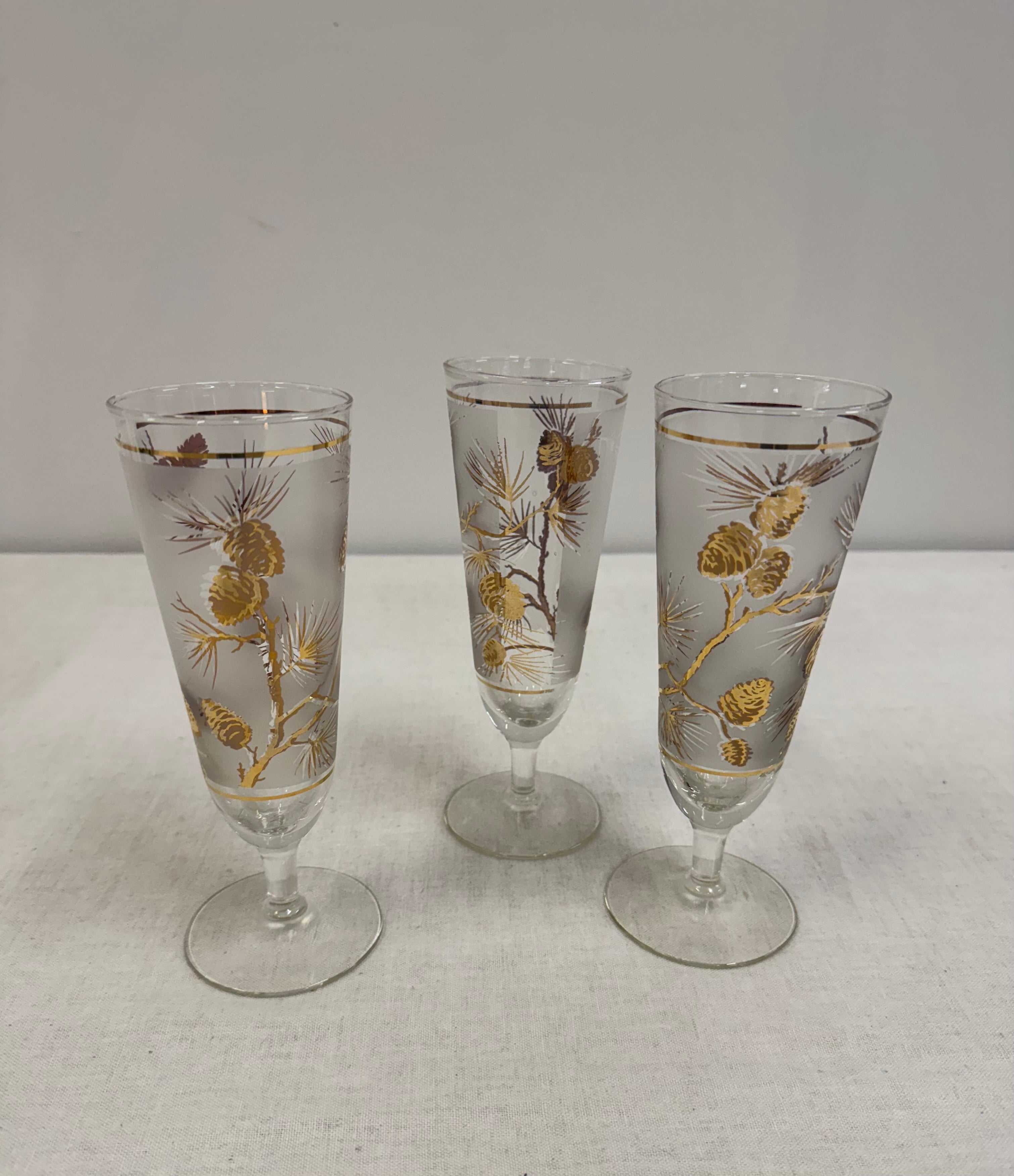 Vintage LIBBEY Pine Cone Pilsener Glasses Set of 3