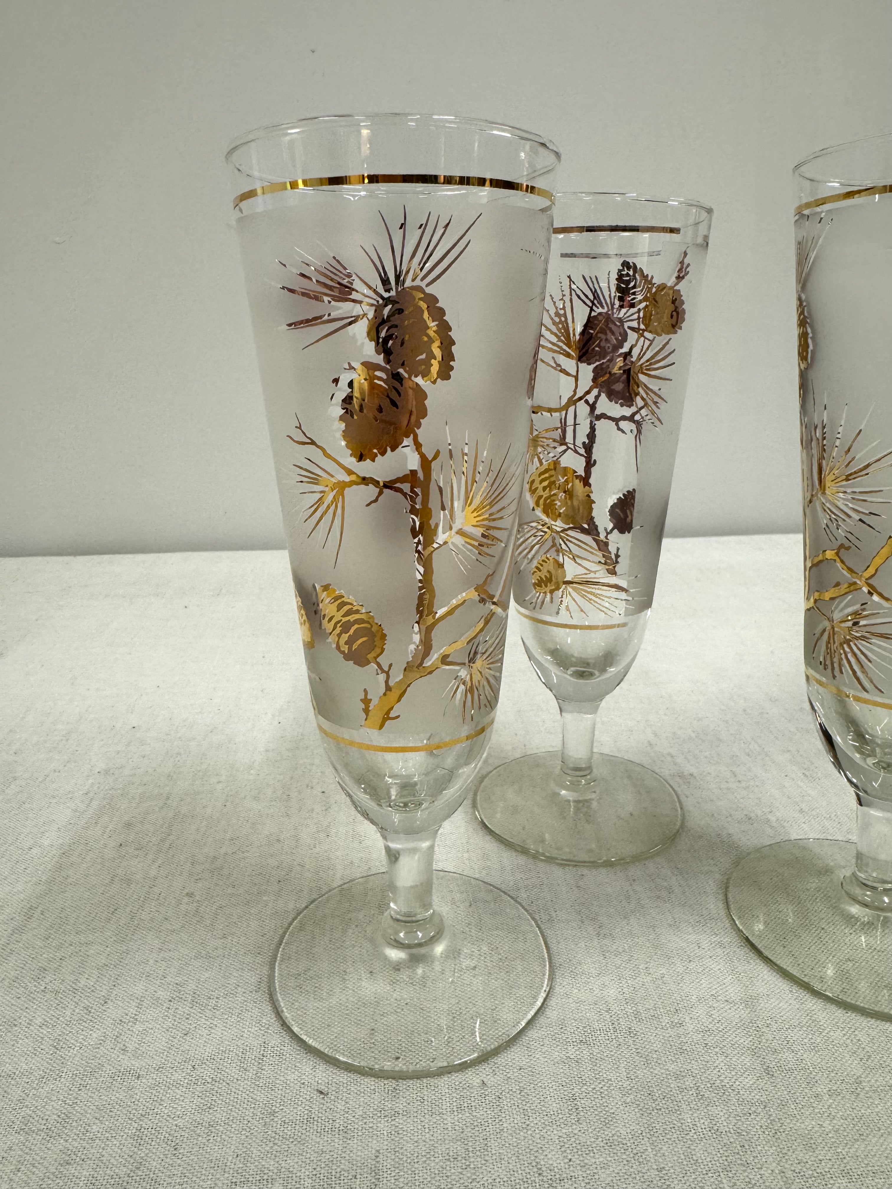 Vintage LIBBEY Pine Cone Pilsener Glasses Set of 3