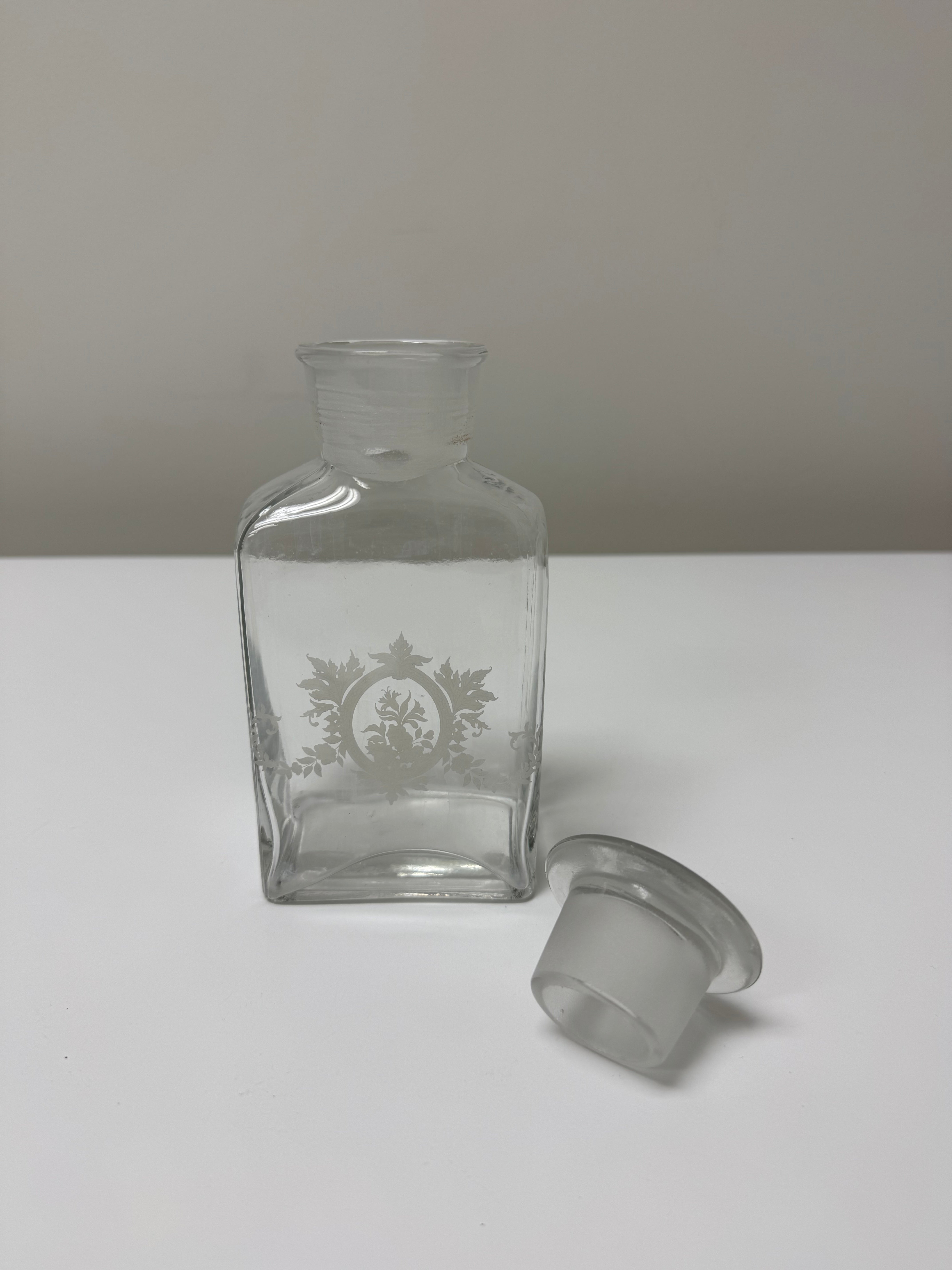 Etched Glass Apothecary Jar