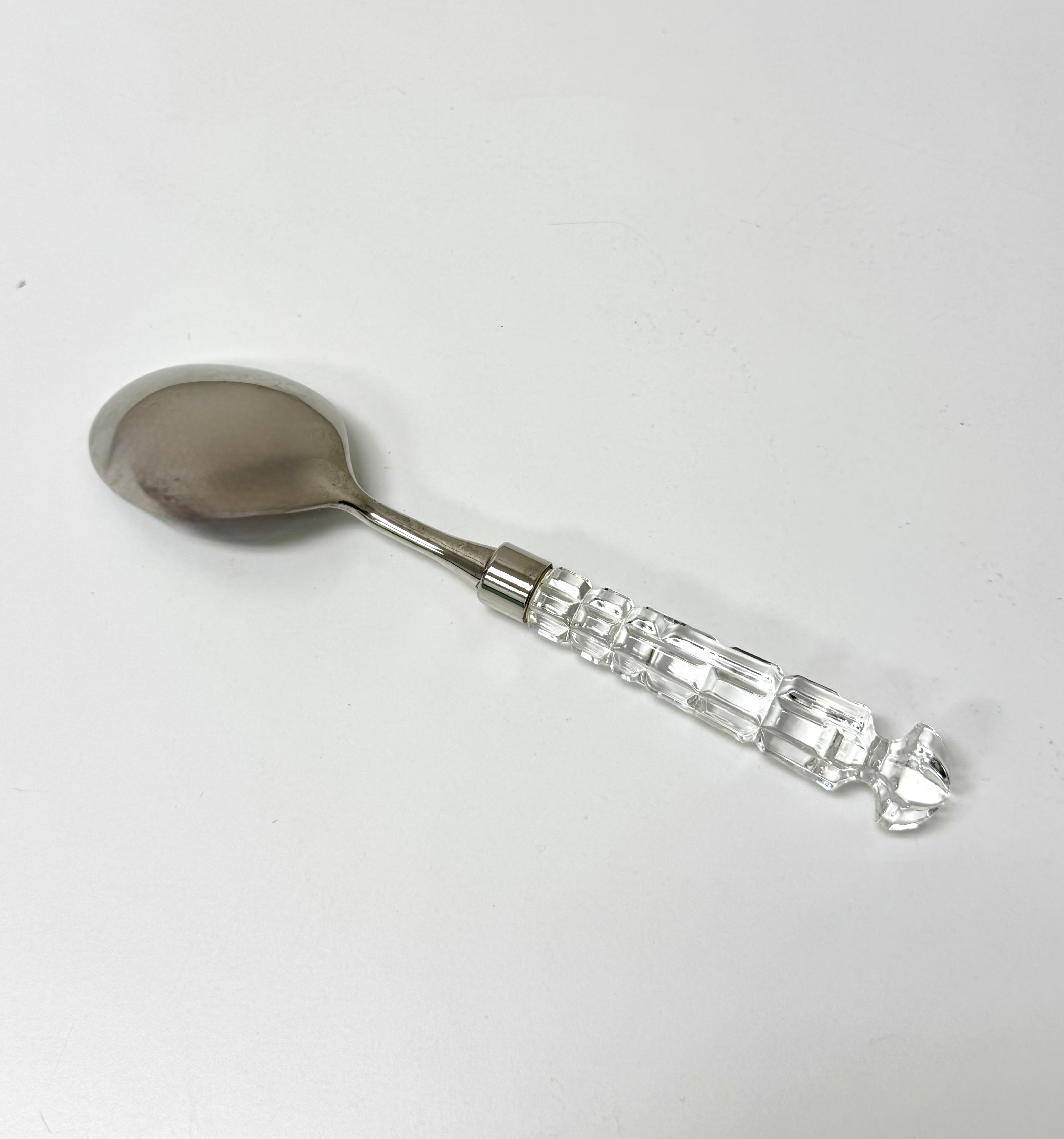 Vintage Silverplate Crystal Serving Spoon