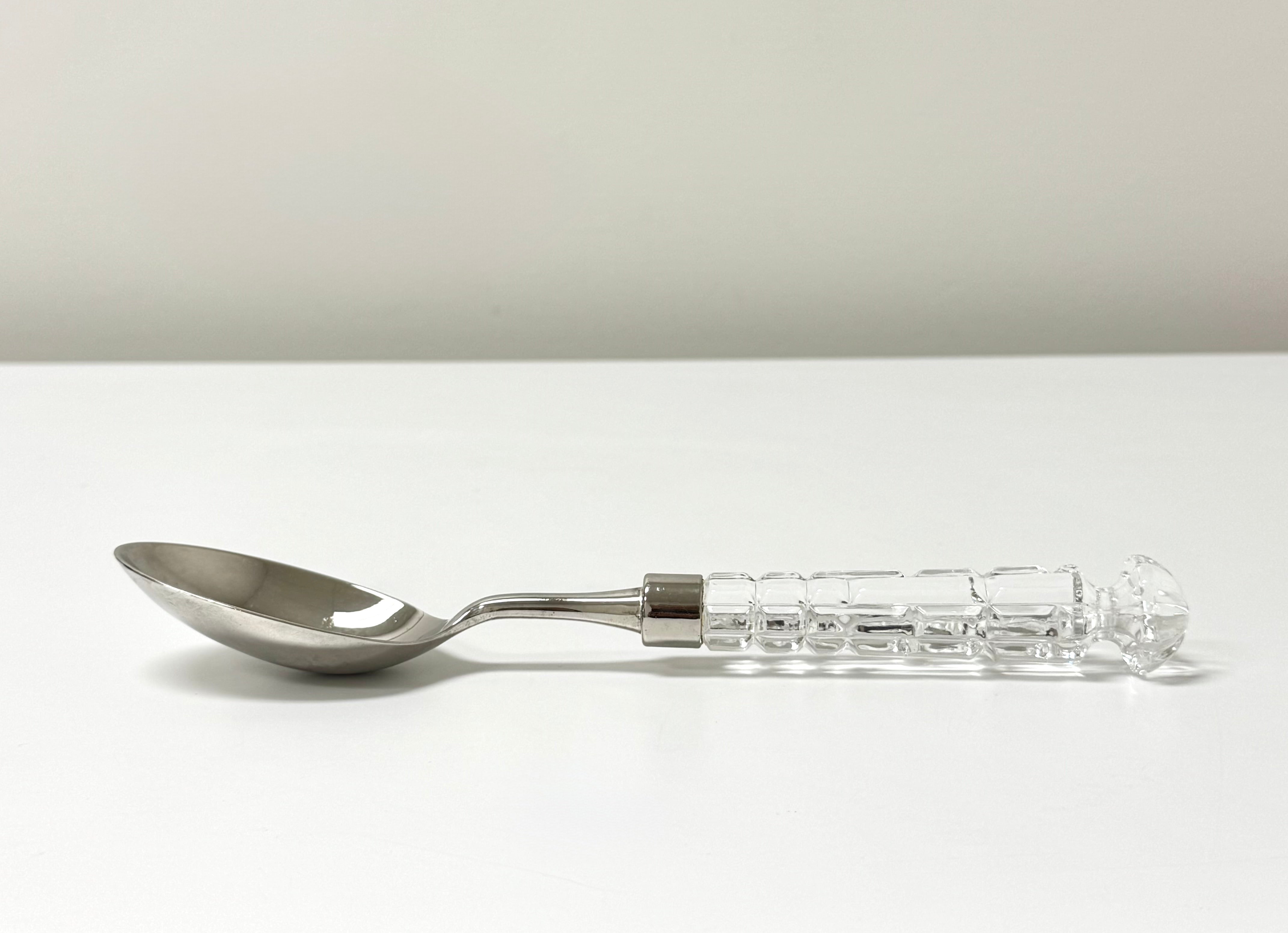 Vintage Silverplate Crystal Serving Spoon