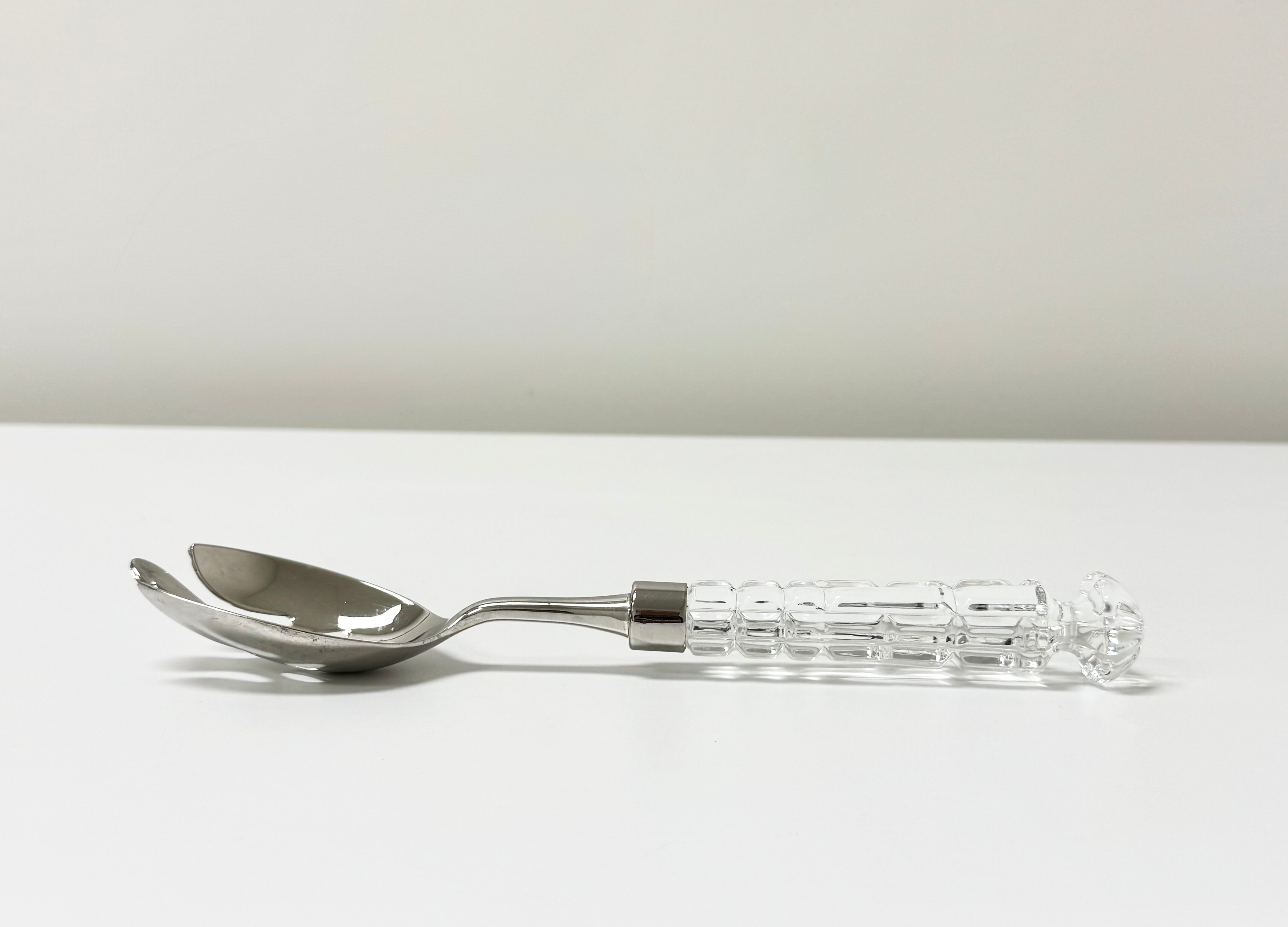 Vintage Silverplate Crystal Serving Spoon