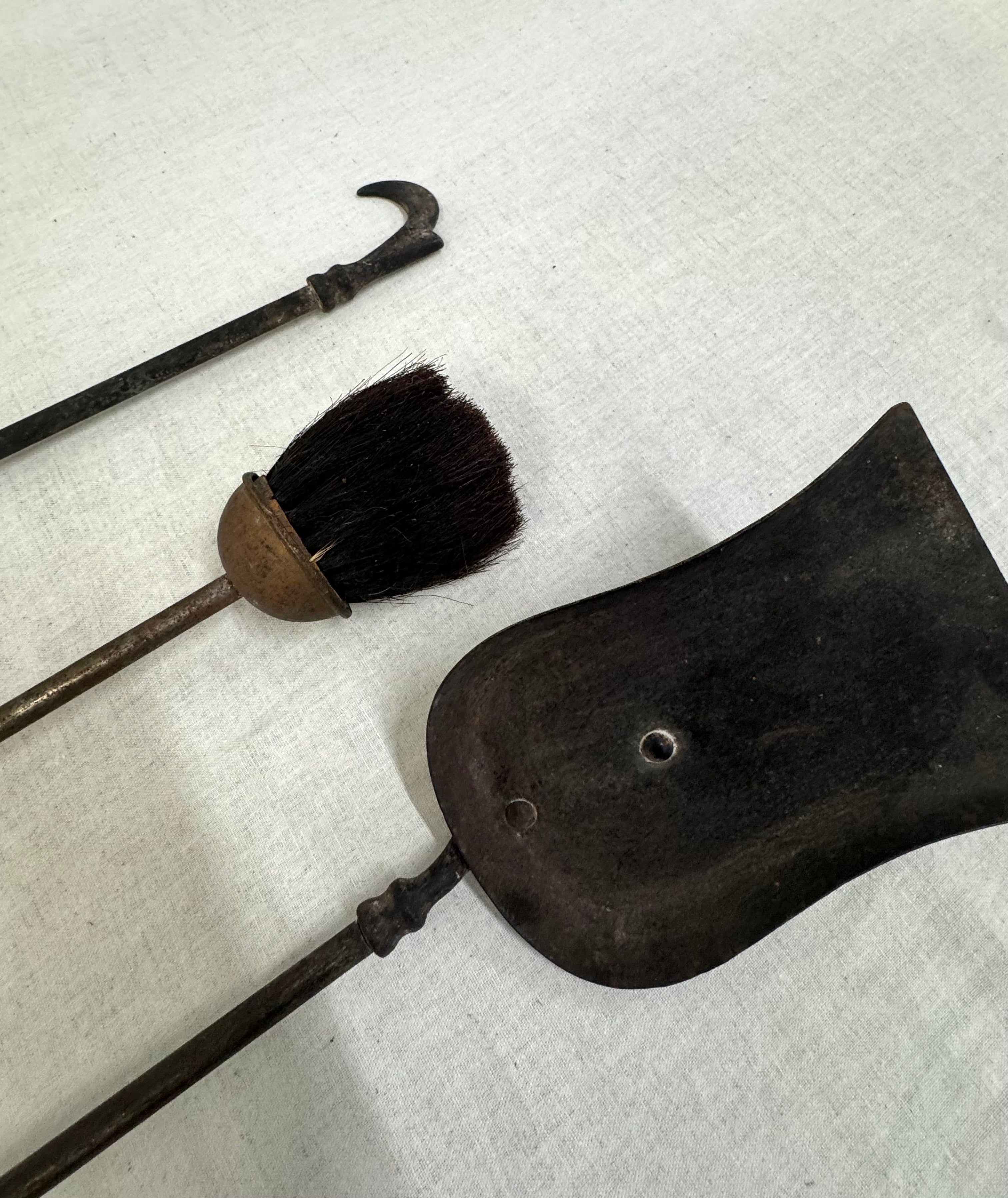 Vintage Aged Brass Fireplace Set