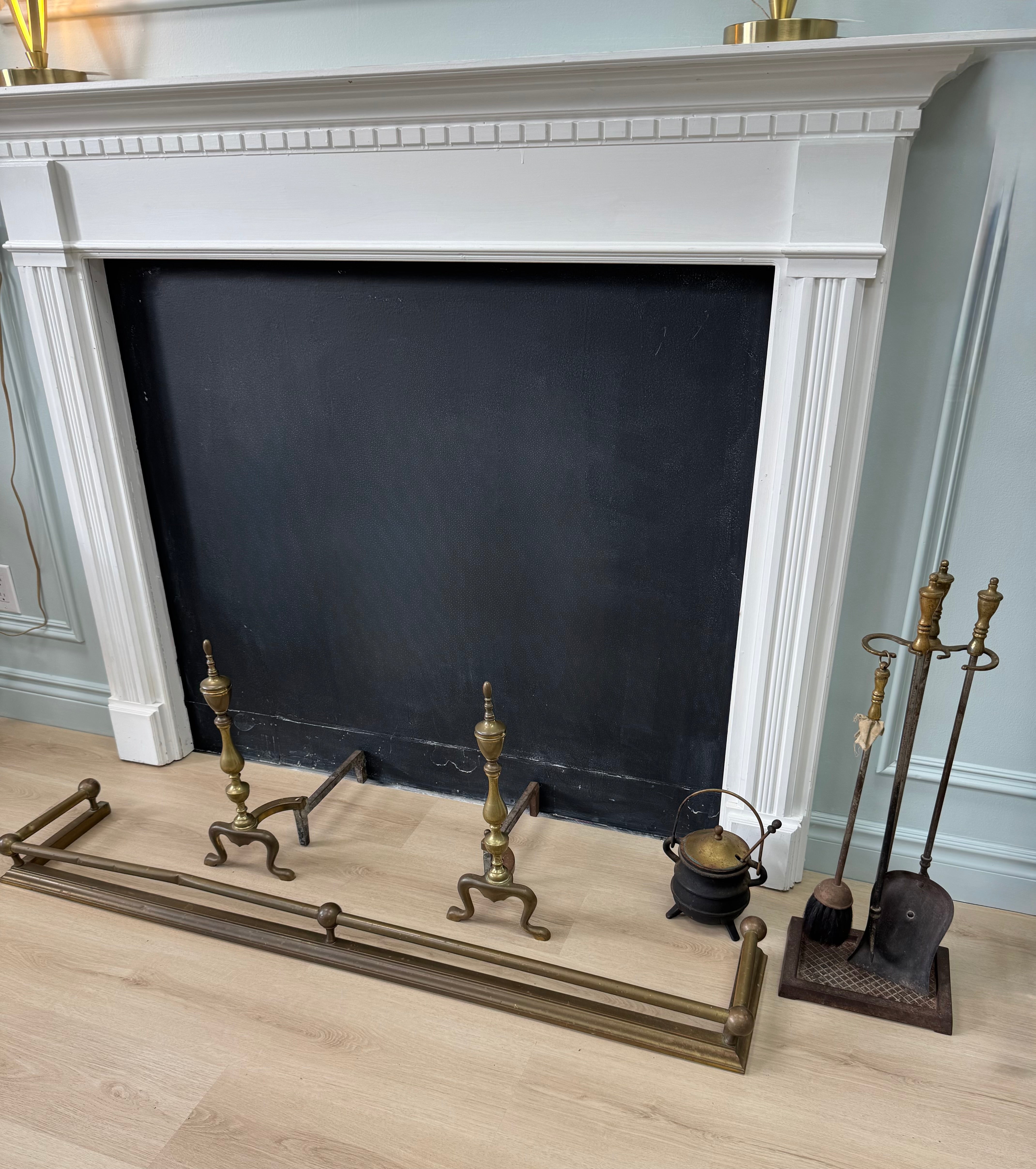 Vintage Aged Brass Fireplace Set