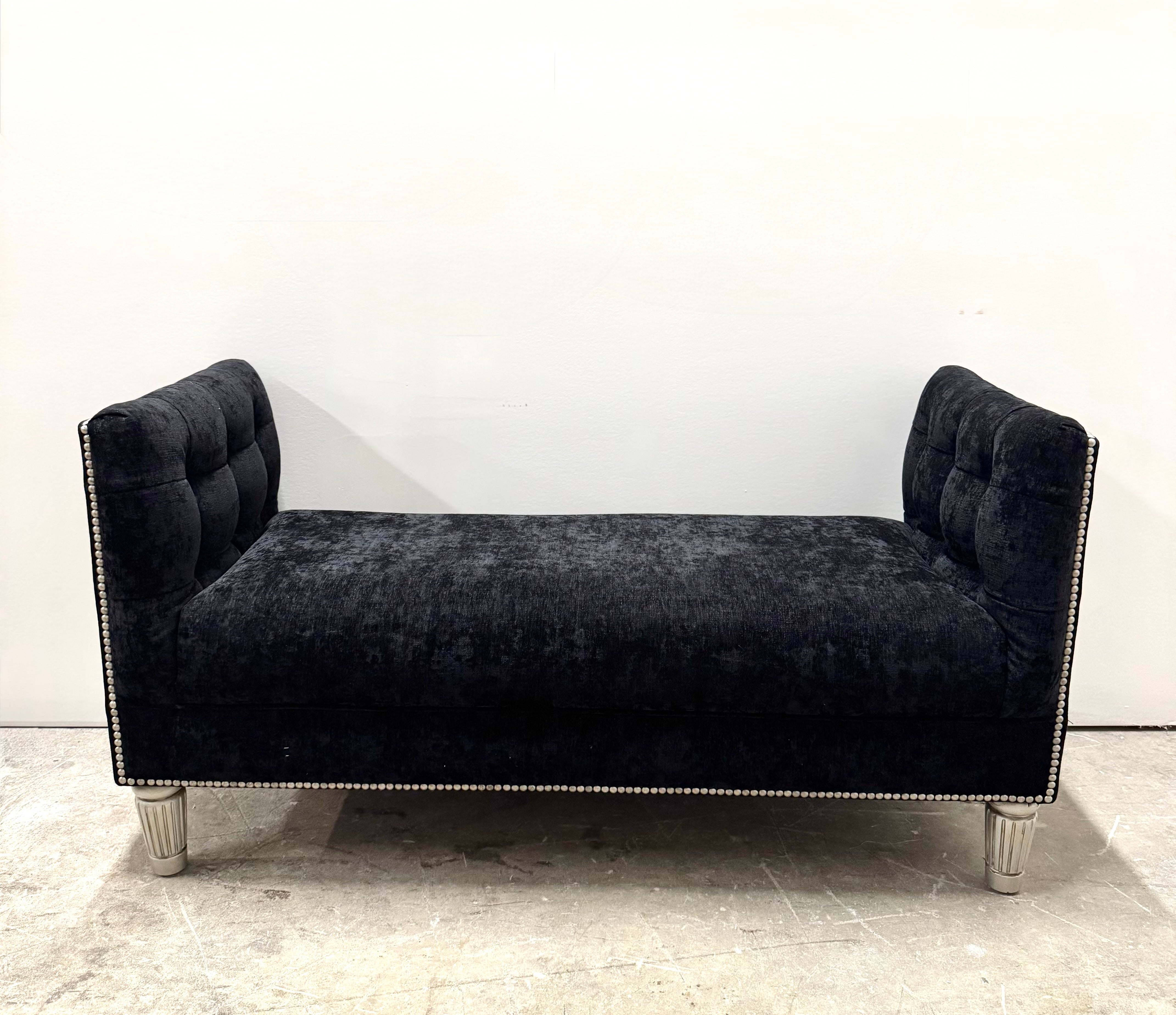 Crushed Black Velvet Bench