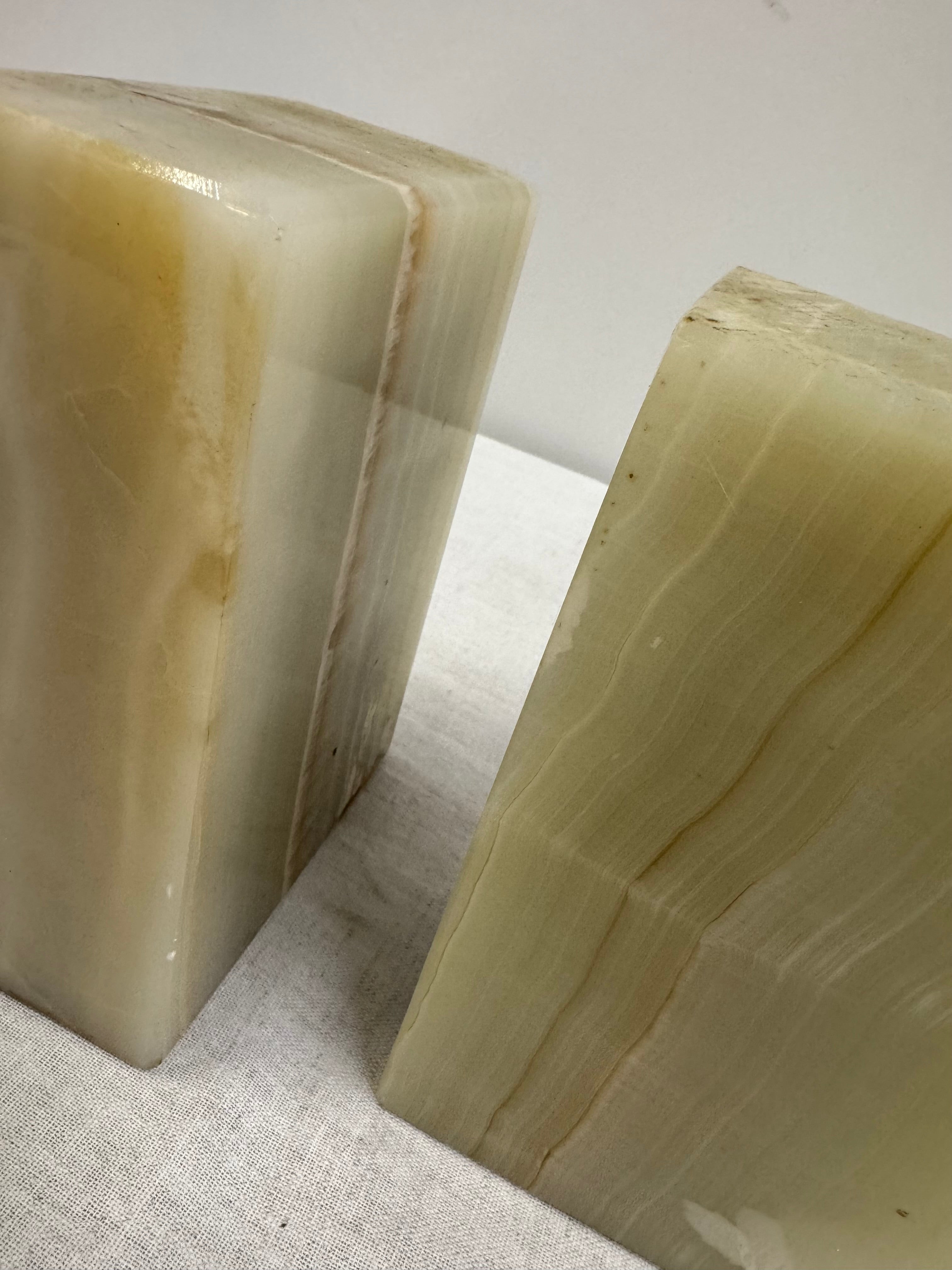 Solid Green Onyx Block Bookends Set of 2
