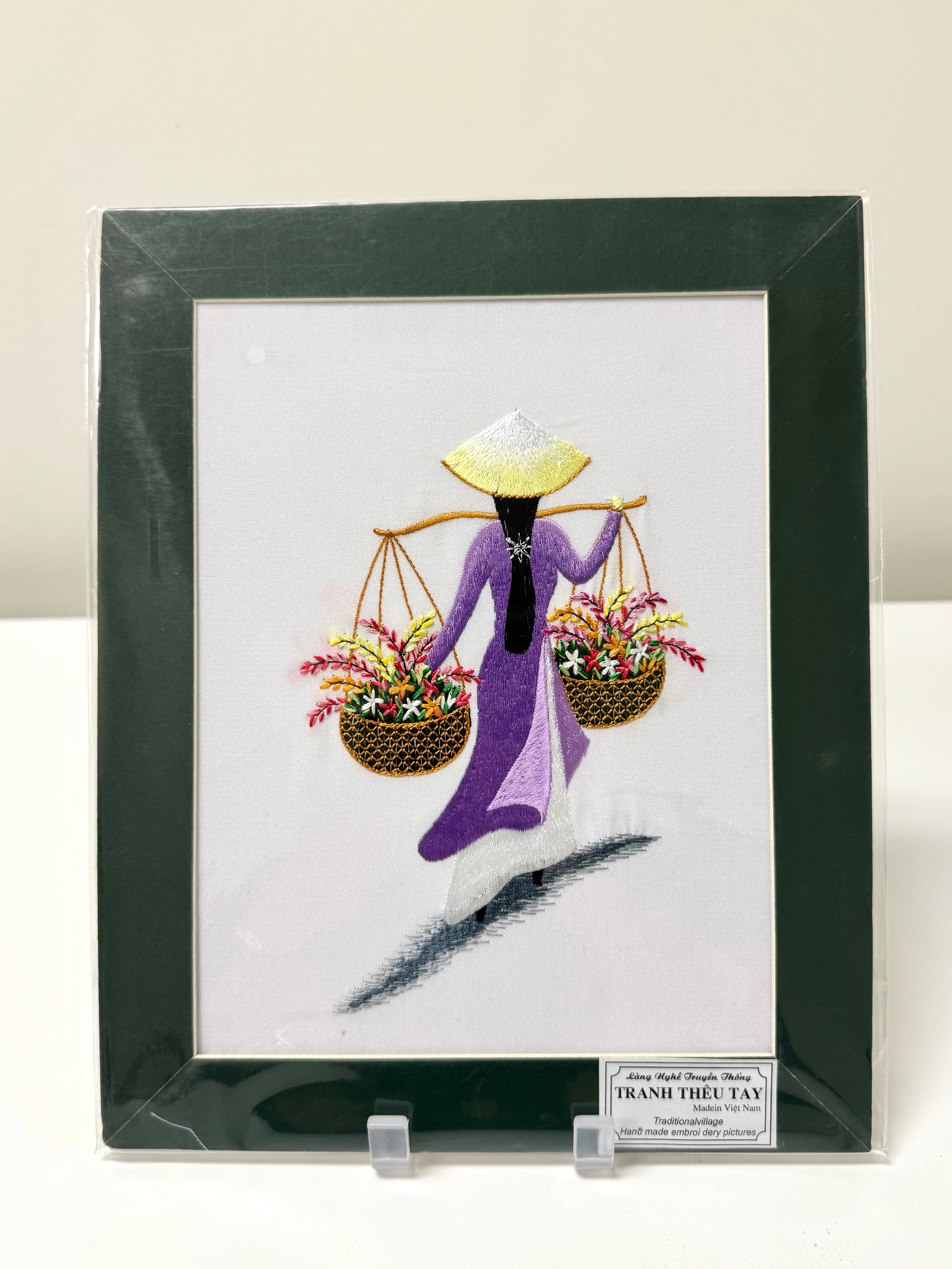 Vietnamese Silk Embroidery 'Lady in Mauve Dress'