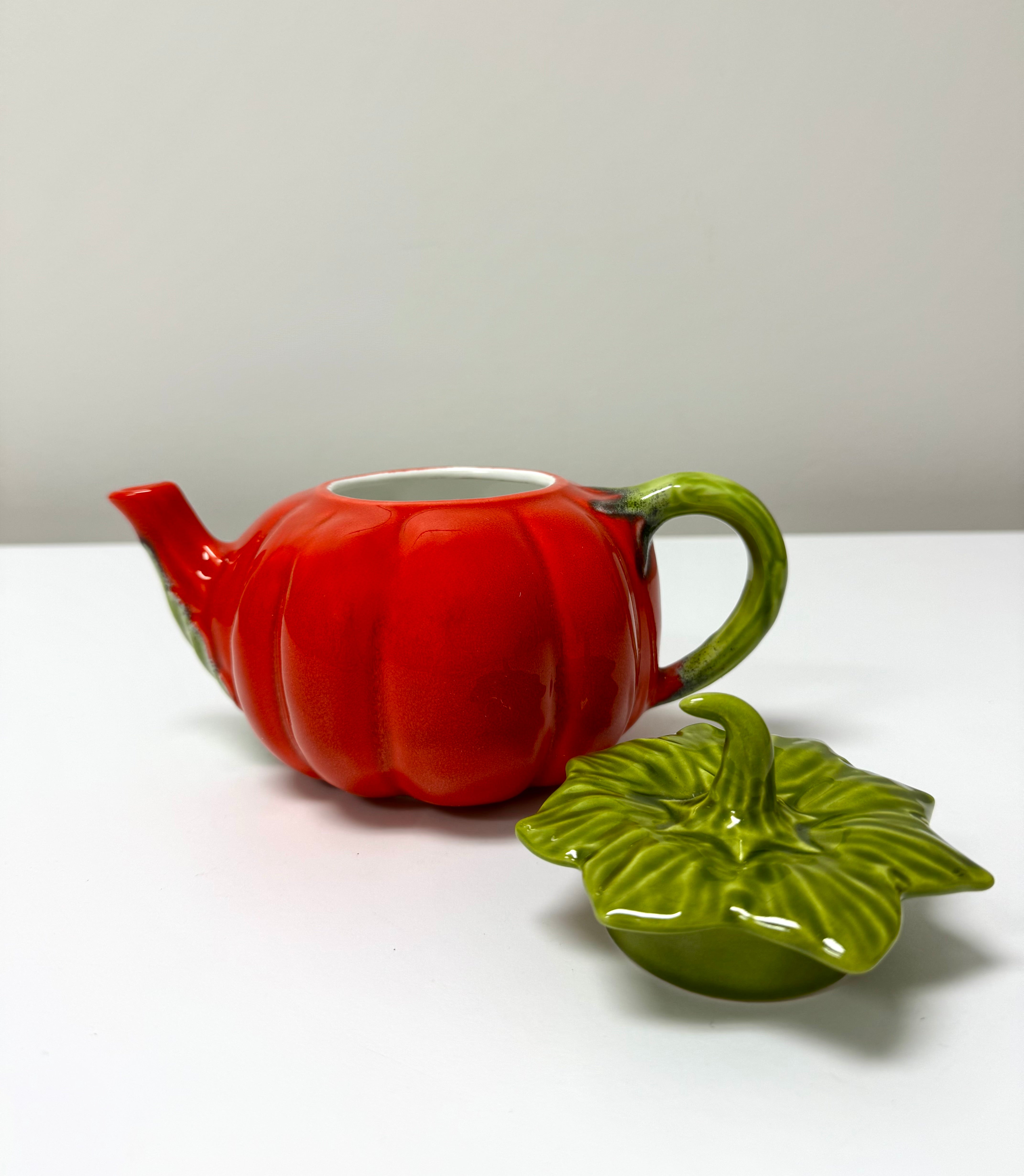 Vintage Majolica Tomato Teapot