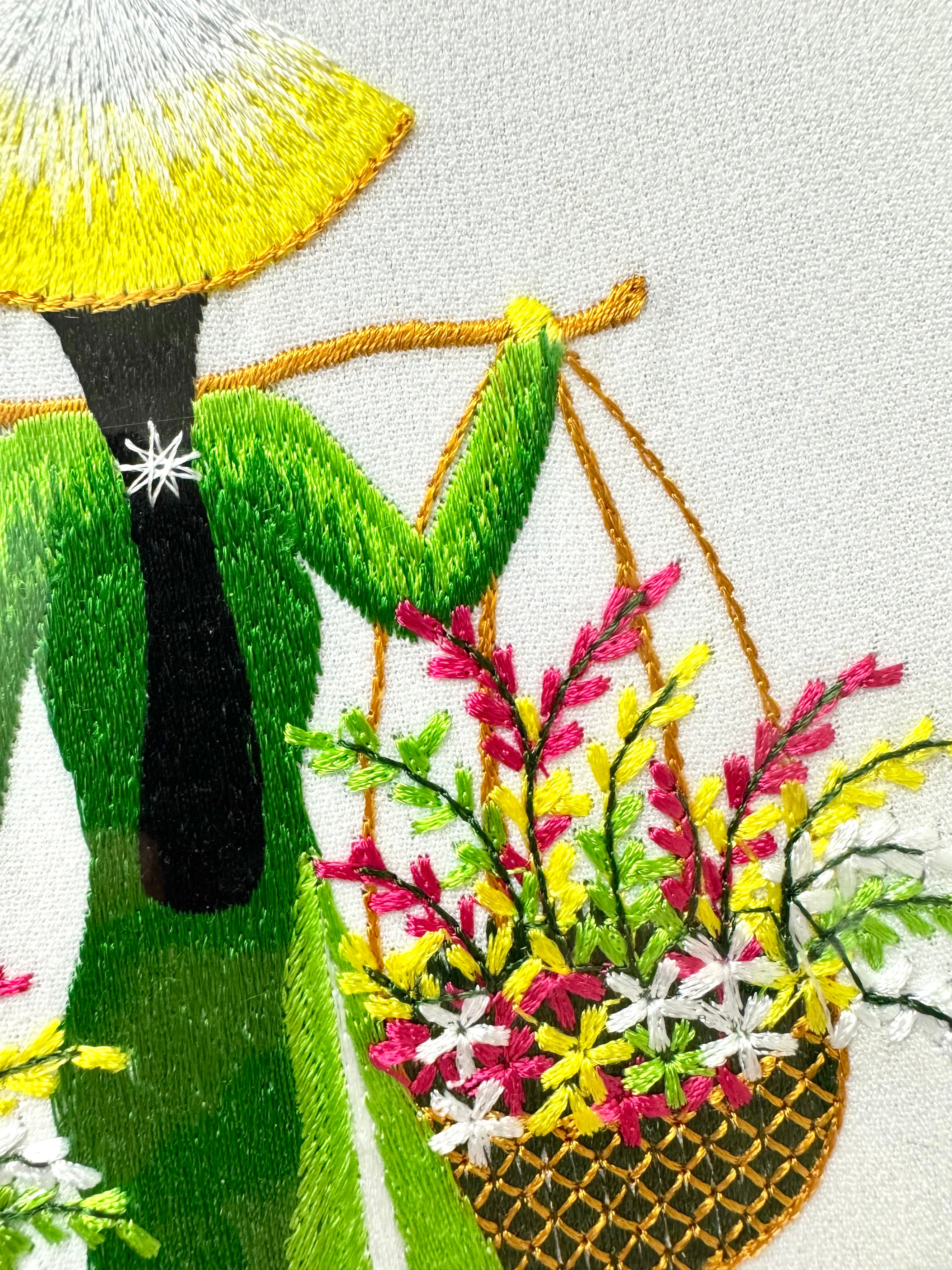 Vietnamese Silk Embroidery 'Lady in Green Dress'