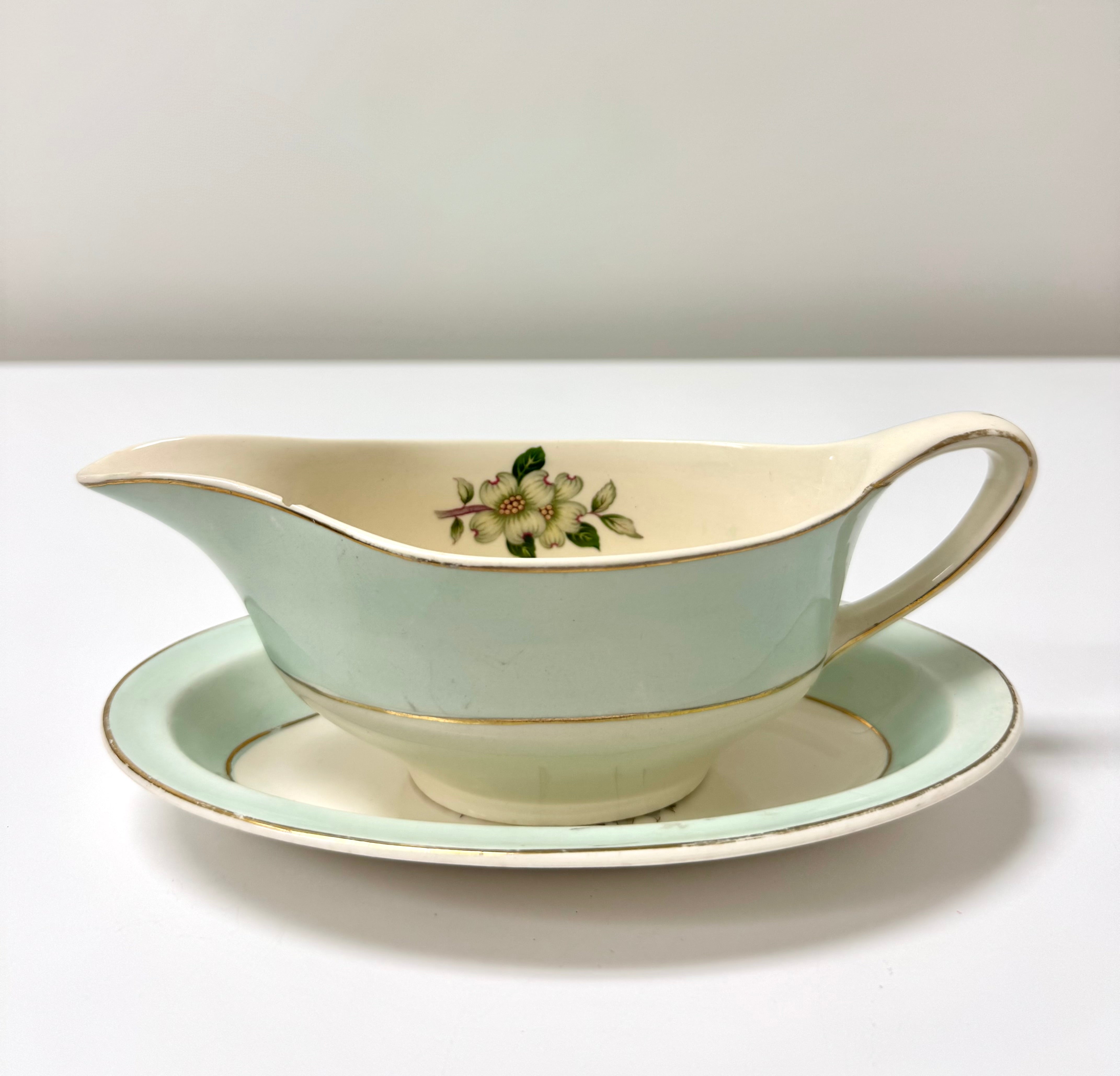 Vintage 'Snow White' Sauce Boat with Plate