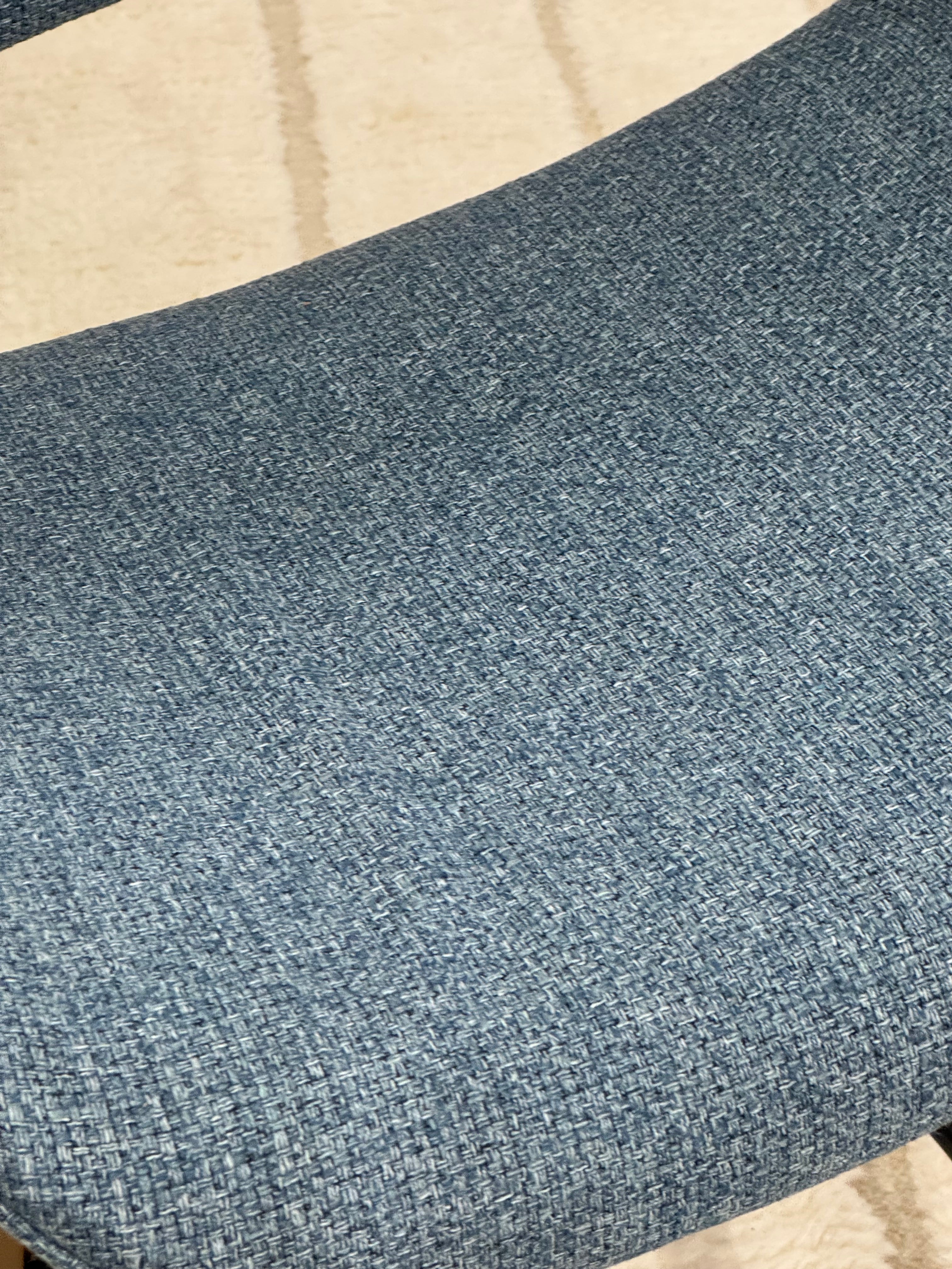 MCM Style French Blue Tweed Counter Stools Set of 2