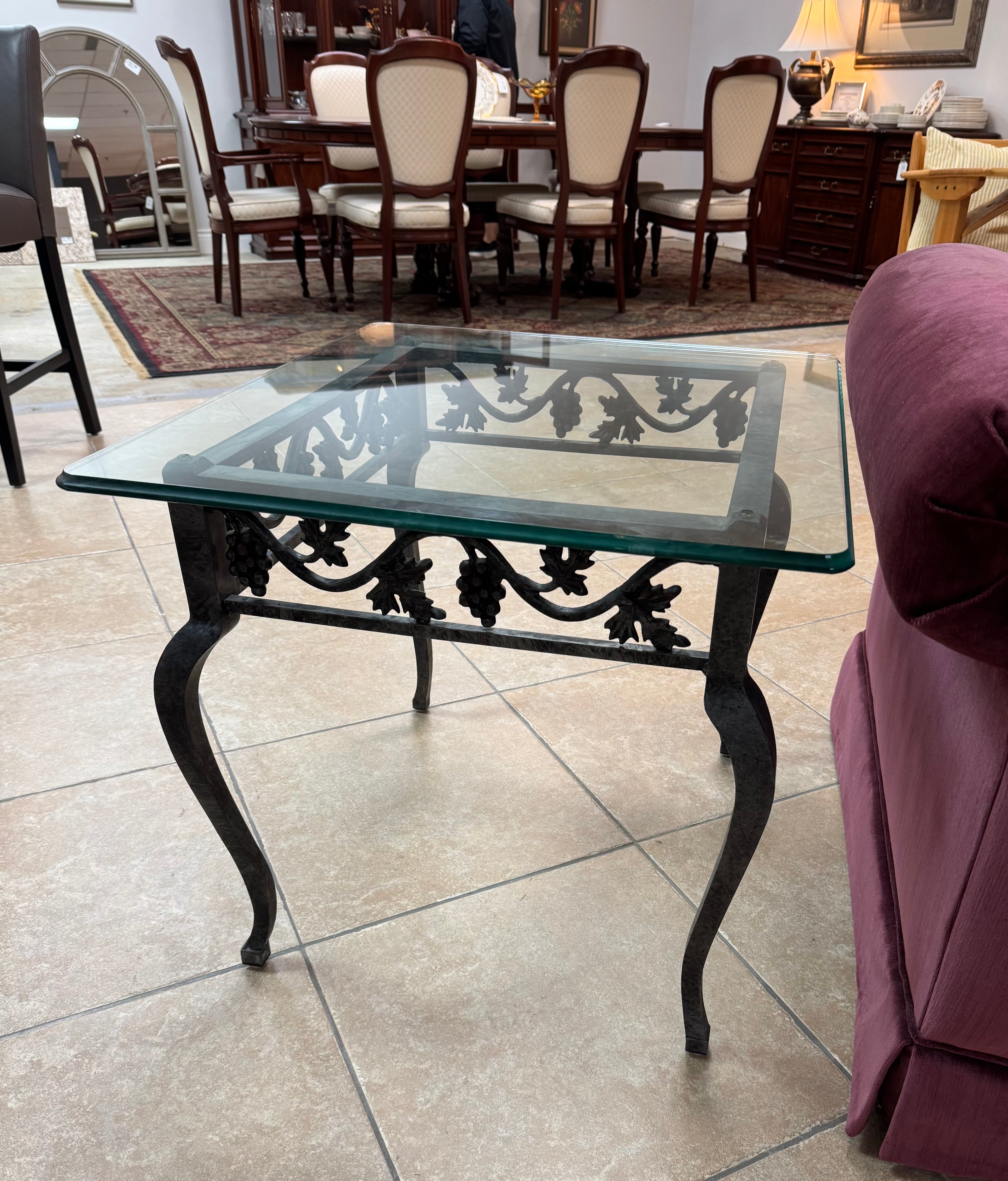 Wrought Iron Grapevines Side Table