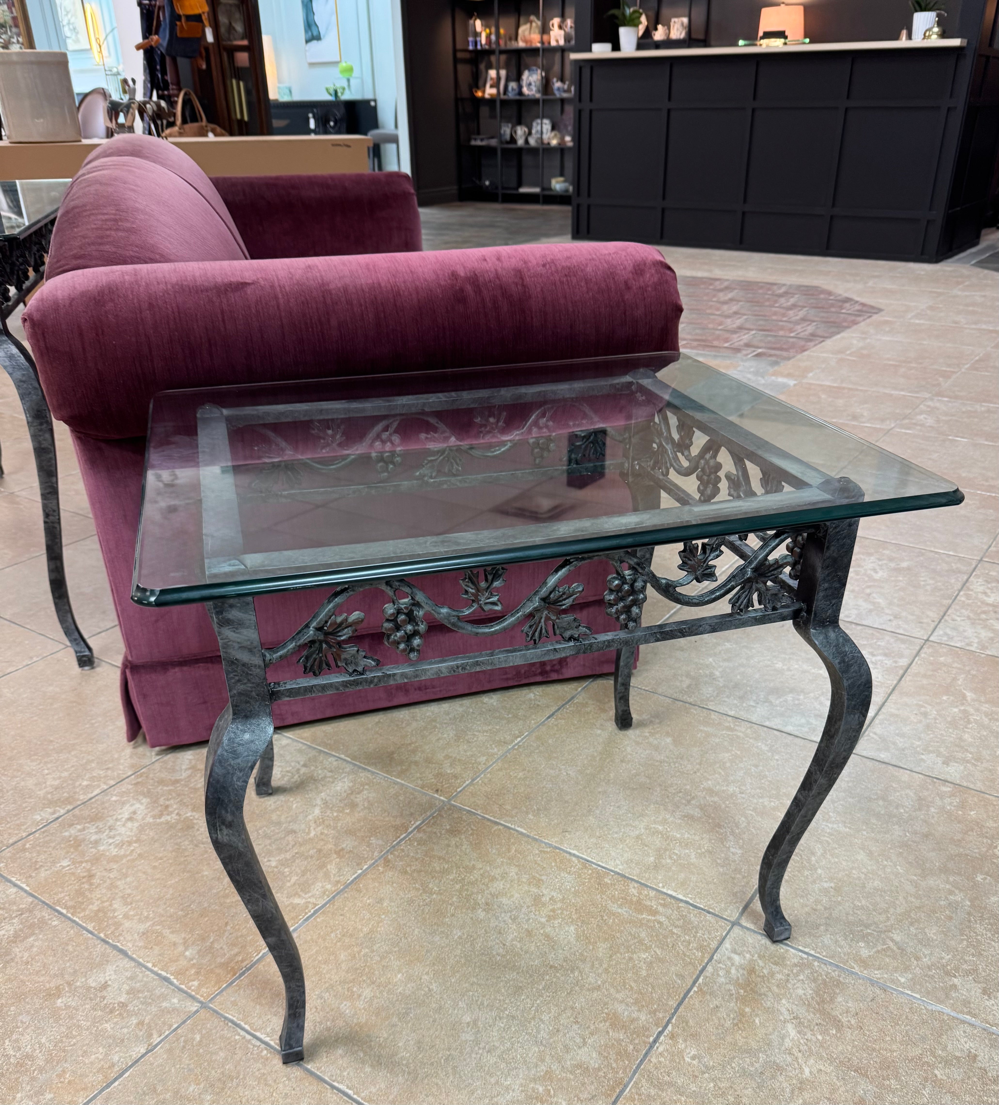 Wrought Iron Grapevines Side Table