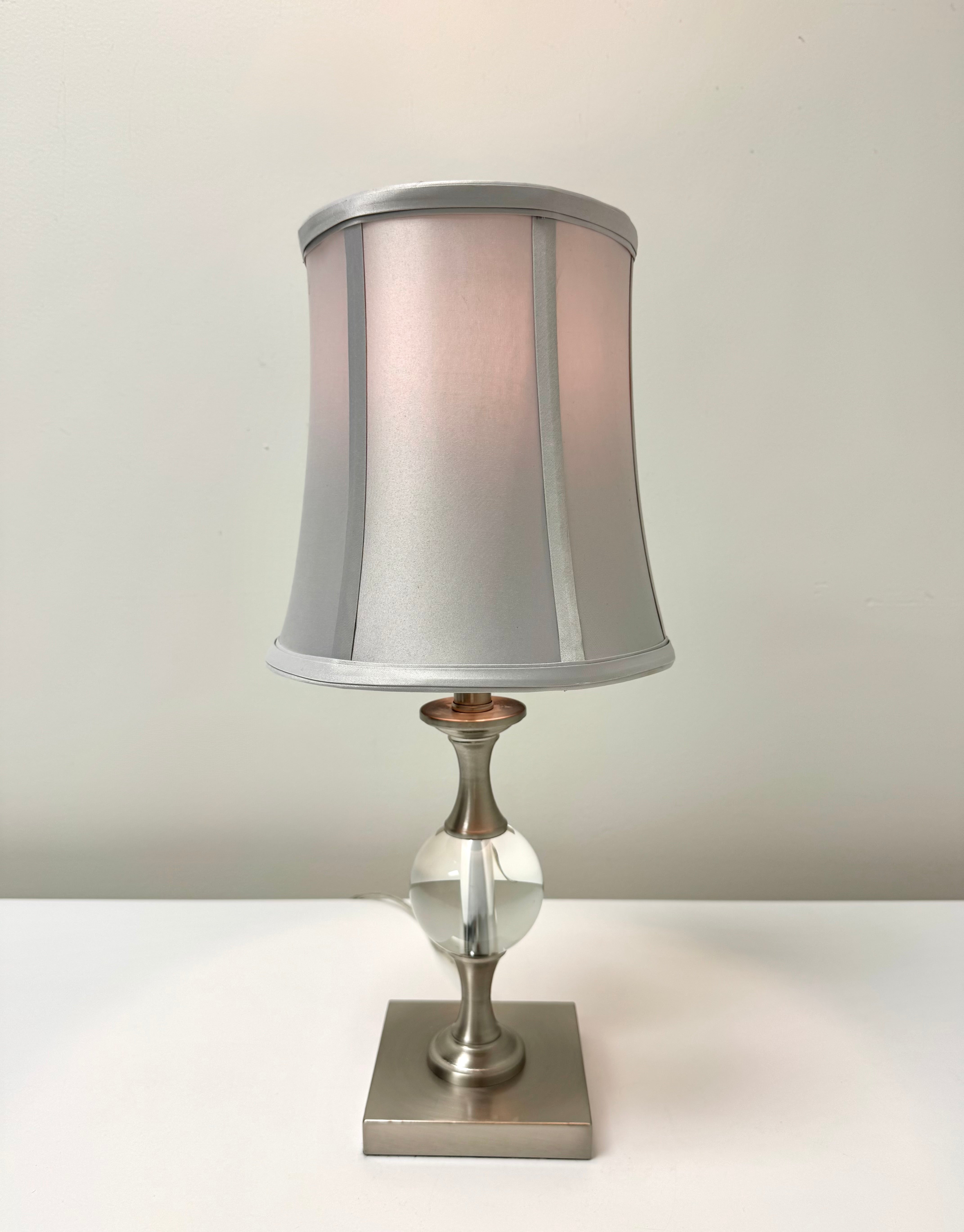 Satin Nickel Glass Orb Bedside Lamp