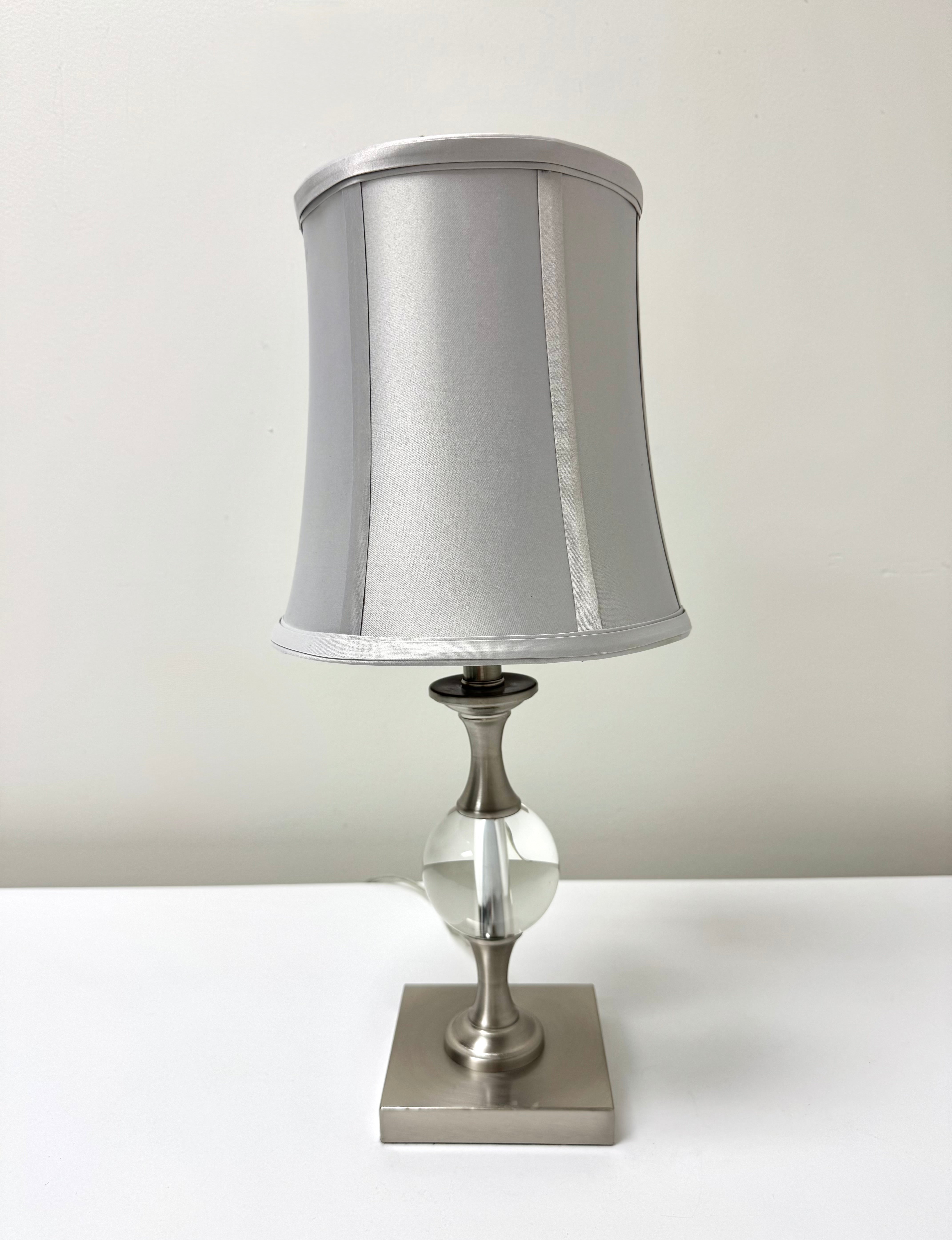 Satin Nickel Glass Orb Bedside Lamp
