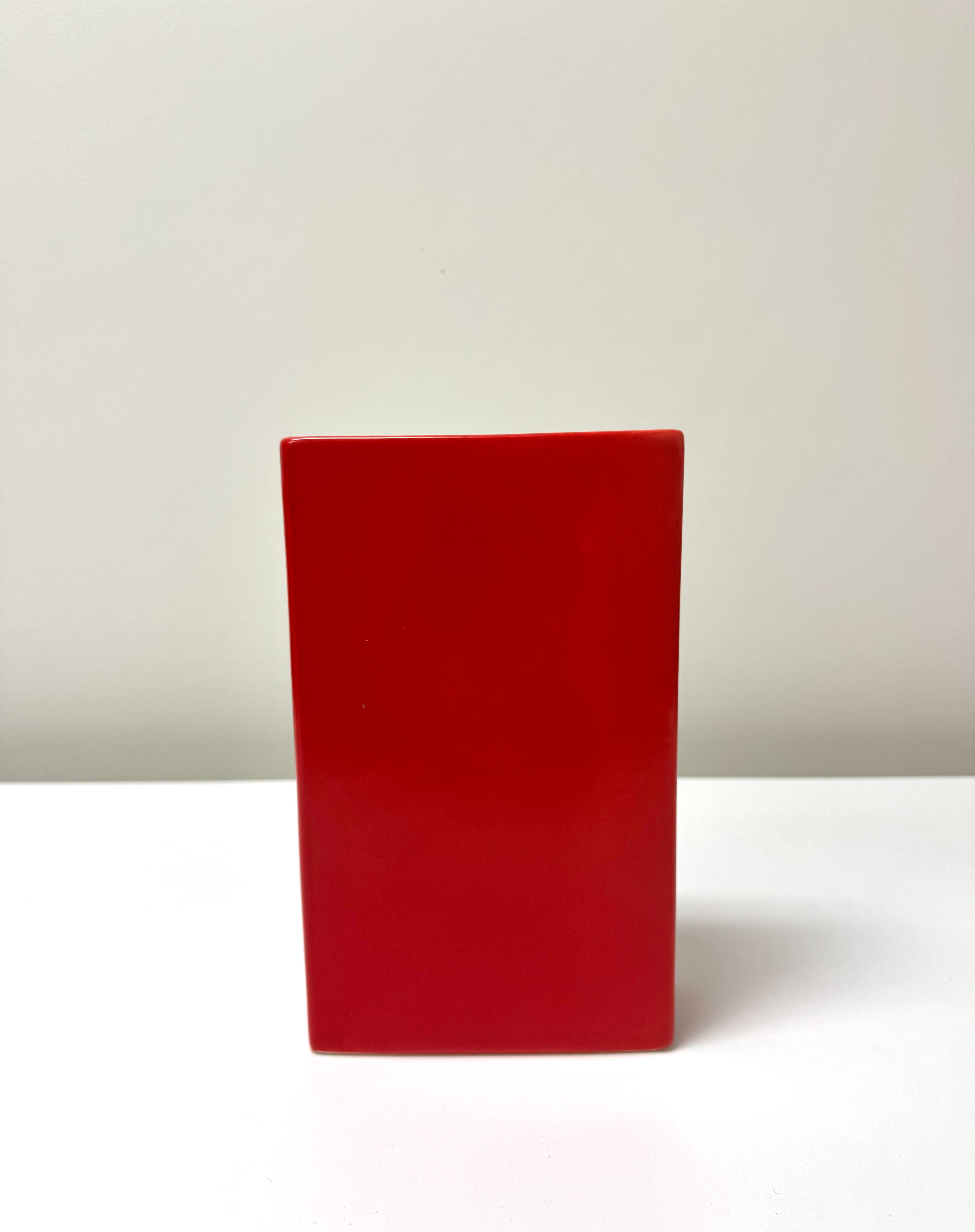 Cherry Red Ceramic 10" Vase