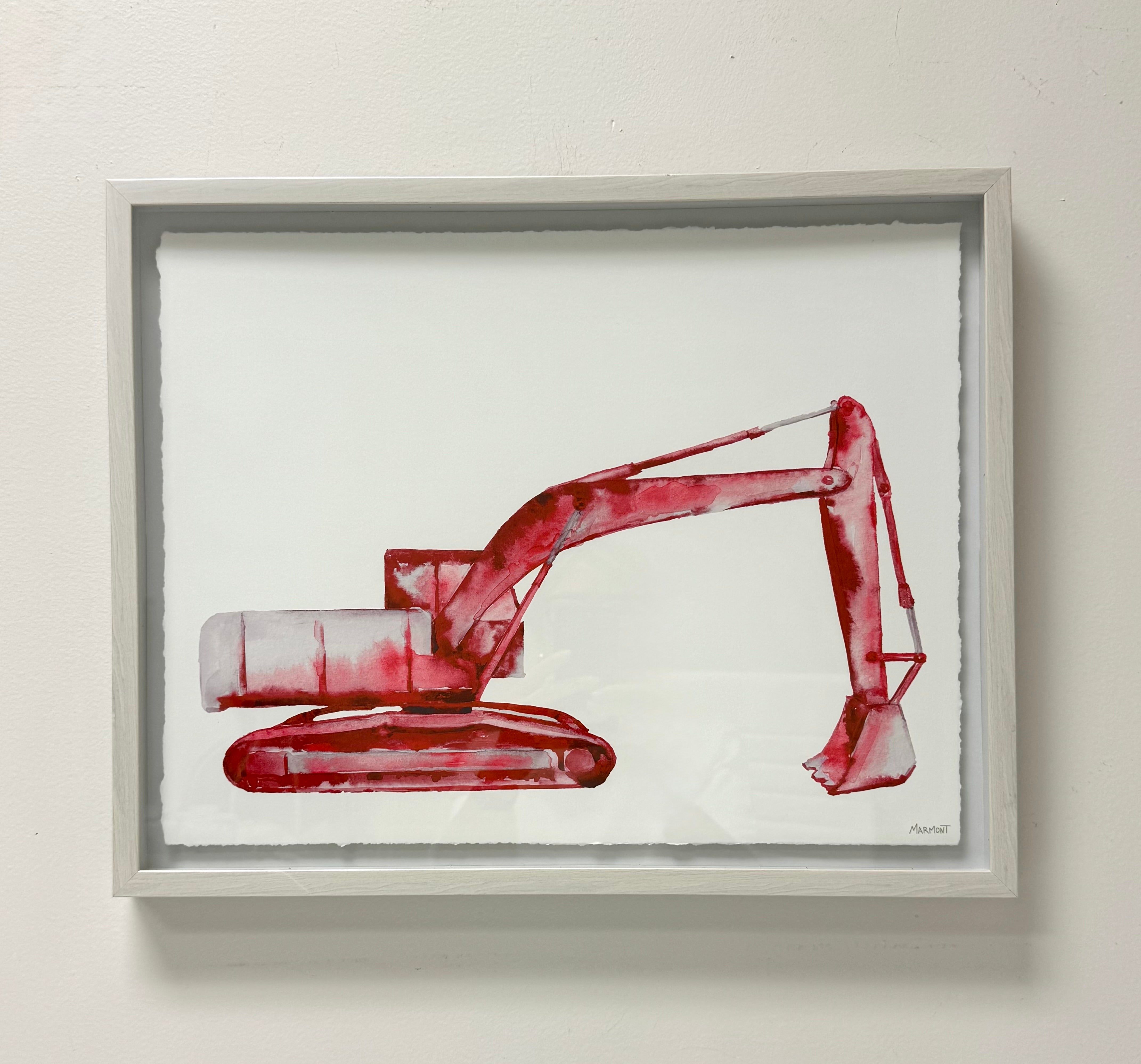 'Red Excavator' Watercolour Print