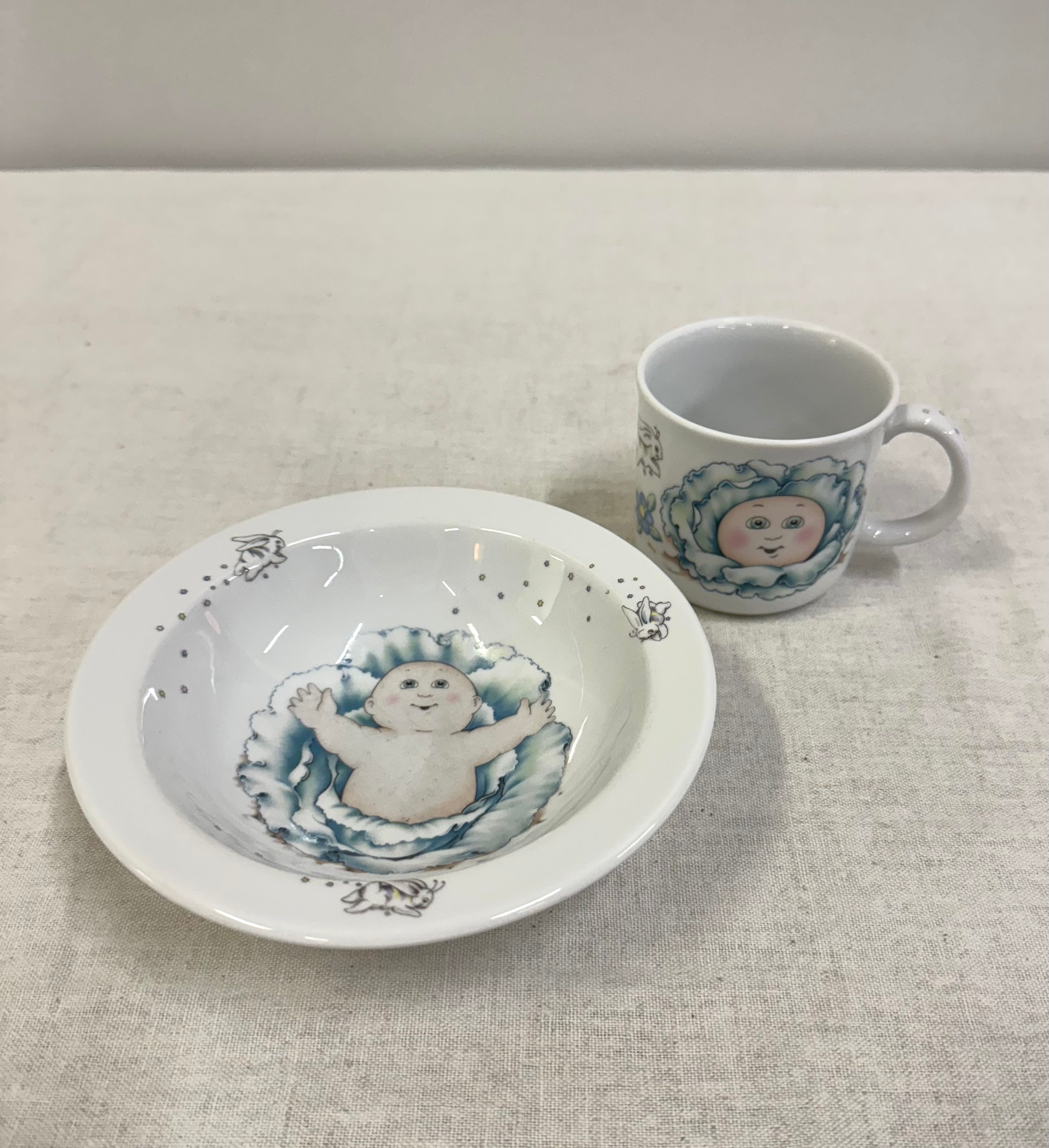 Vintage ROYAL WORCESTER 'Cabbage Patch' Bowl & Mug Set