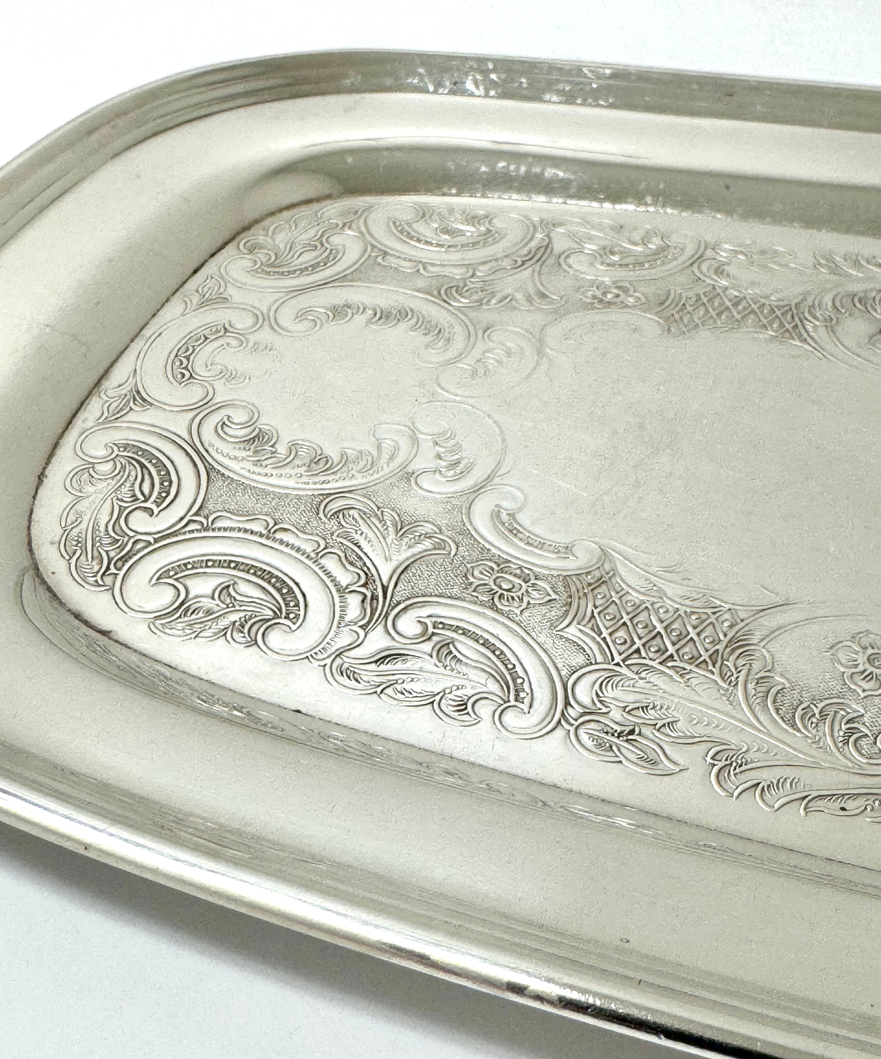 Vintage Silverplate Small Etched Tray