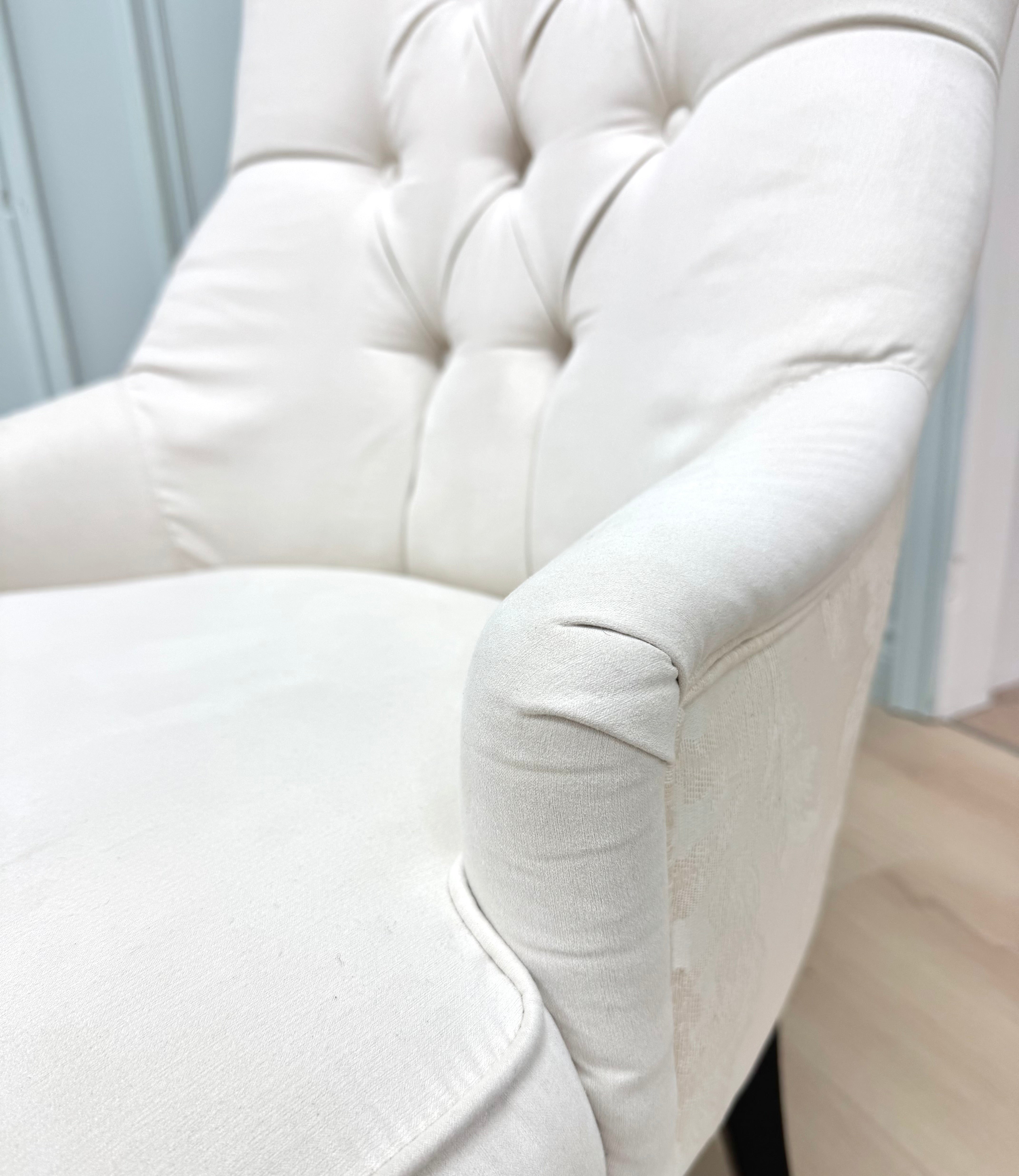 Cream Velvet Tufted Dining Chairs Set of 6