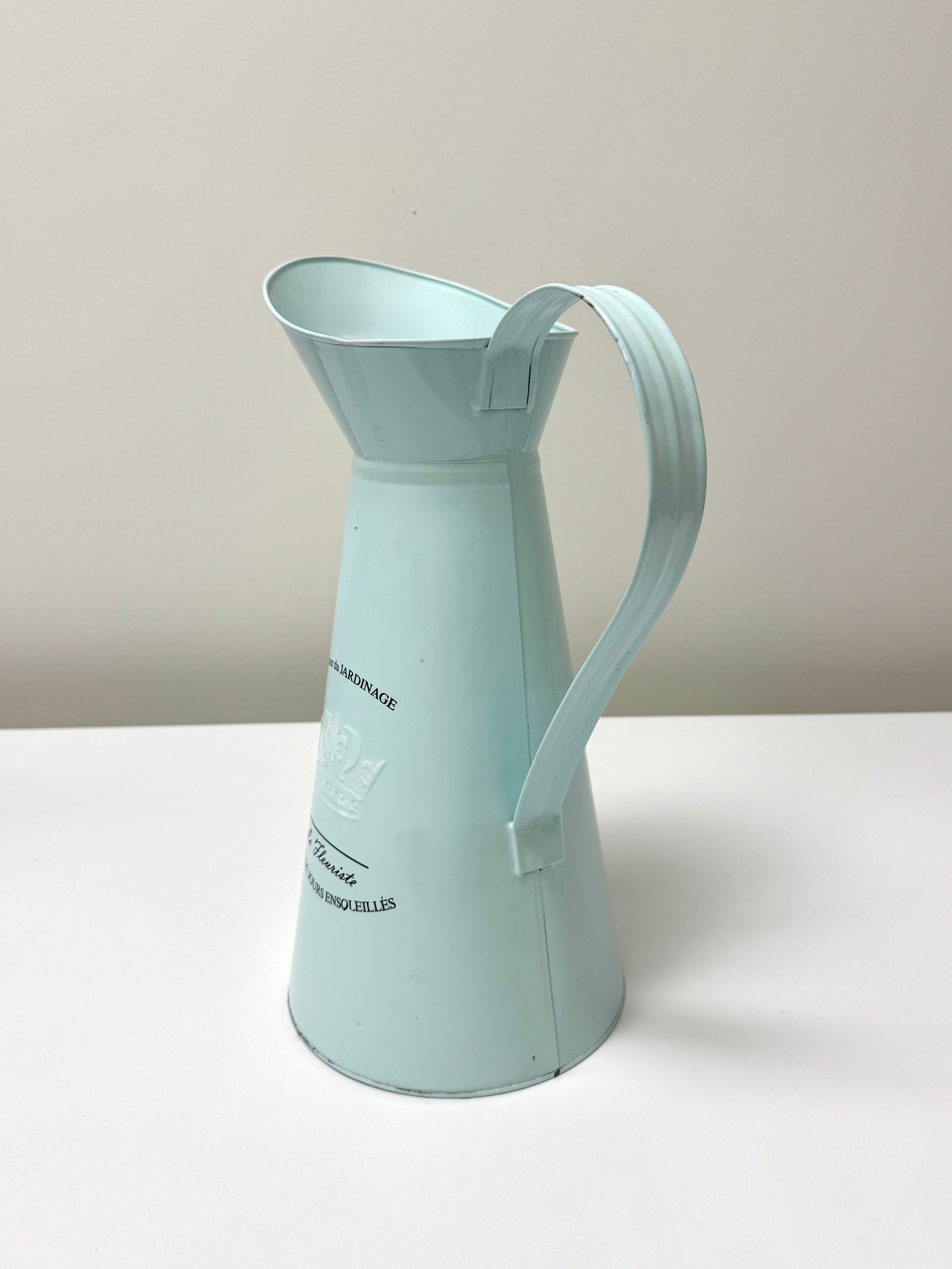 'La Fleuriste' Light Blue Metal Pitcher