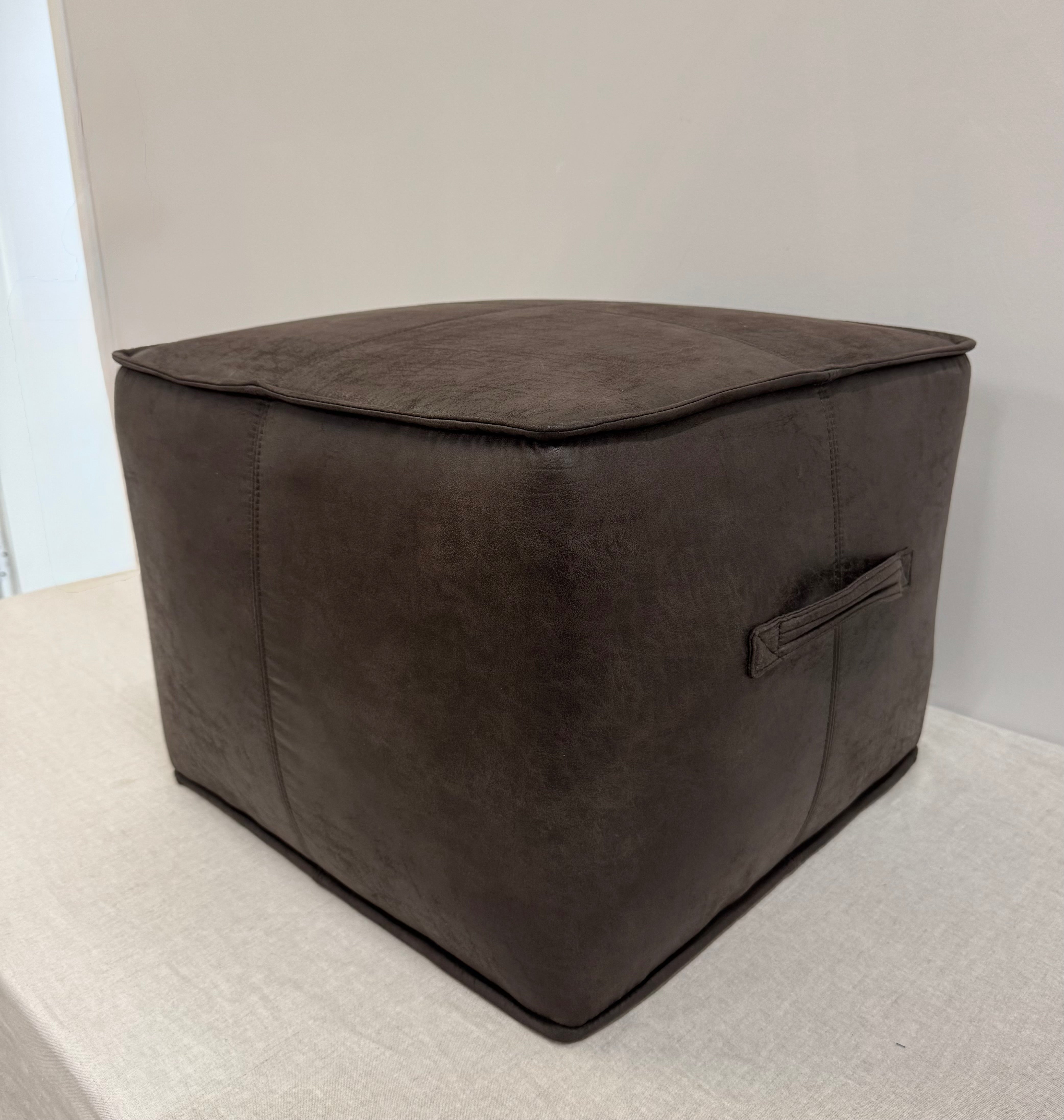 URBAN BARN 'Tarek' Charcoal Faux Leather Ottoman