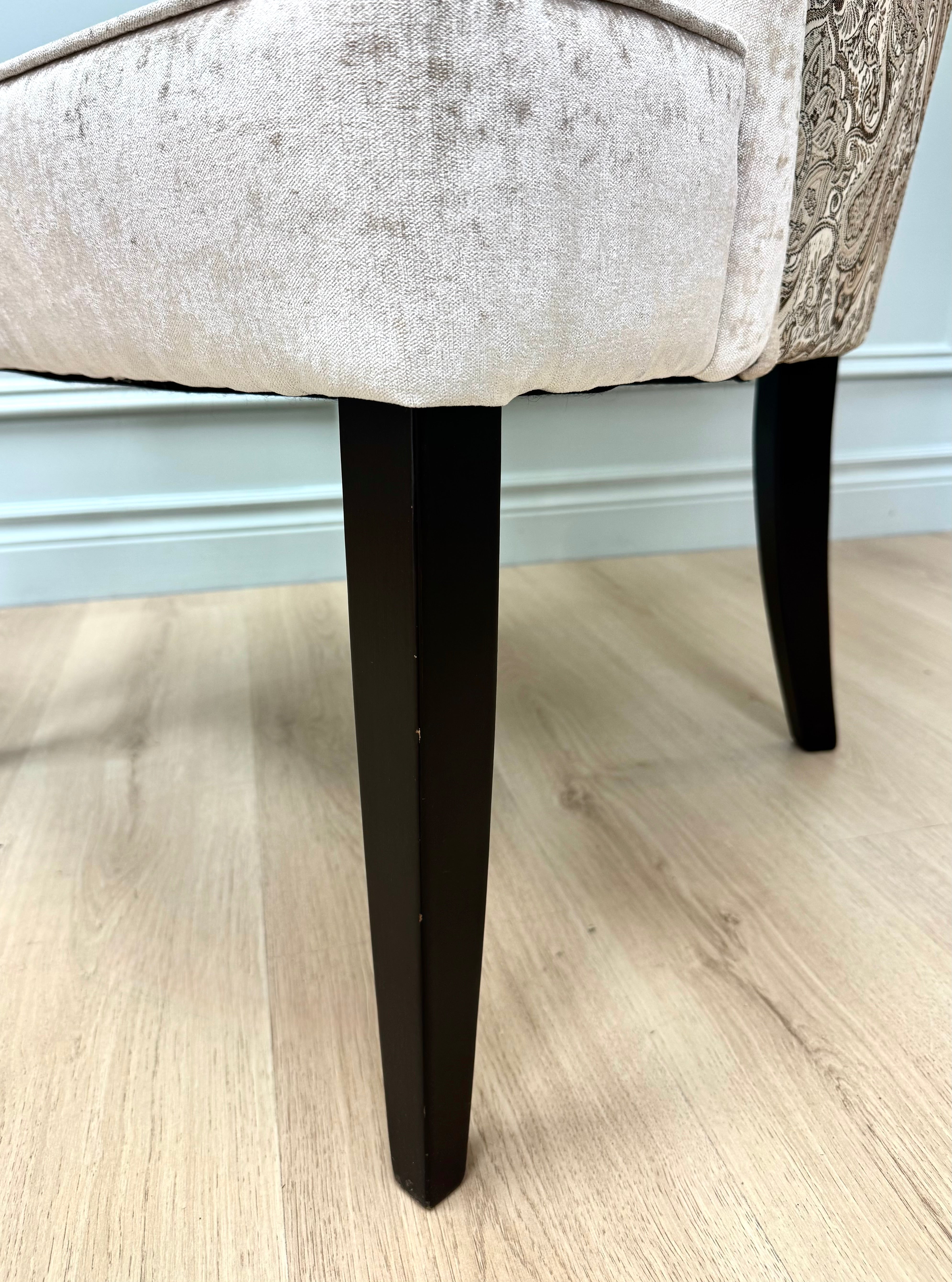 Cream Crushed Velvet Tufted Chair