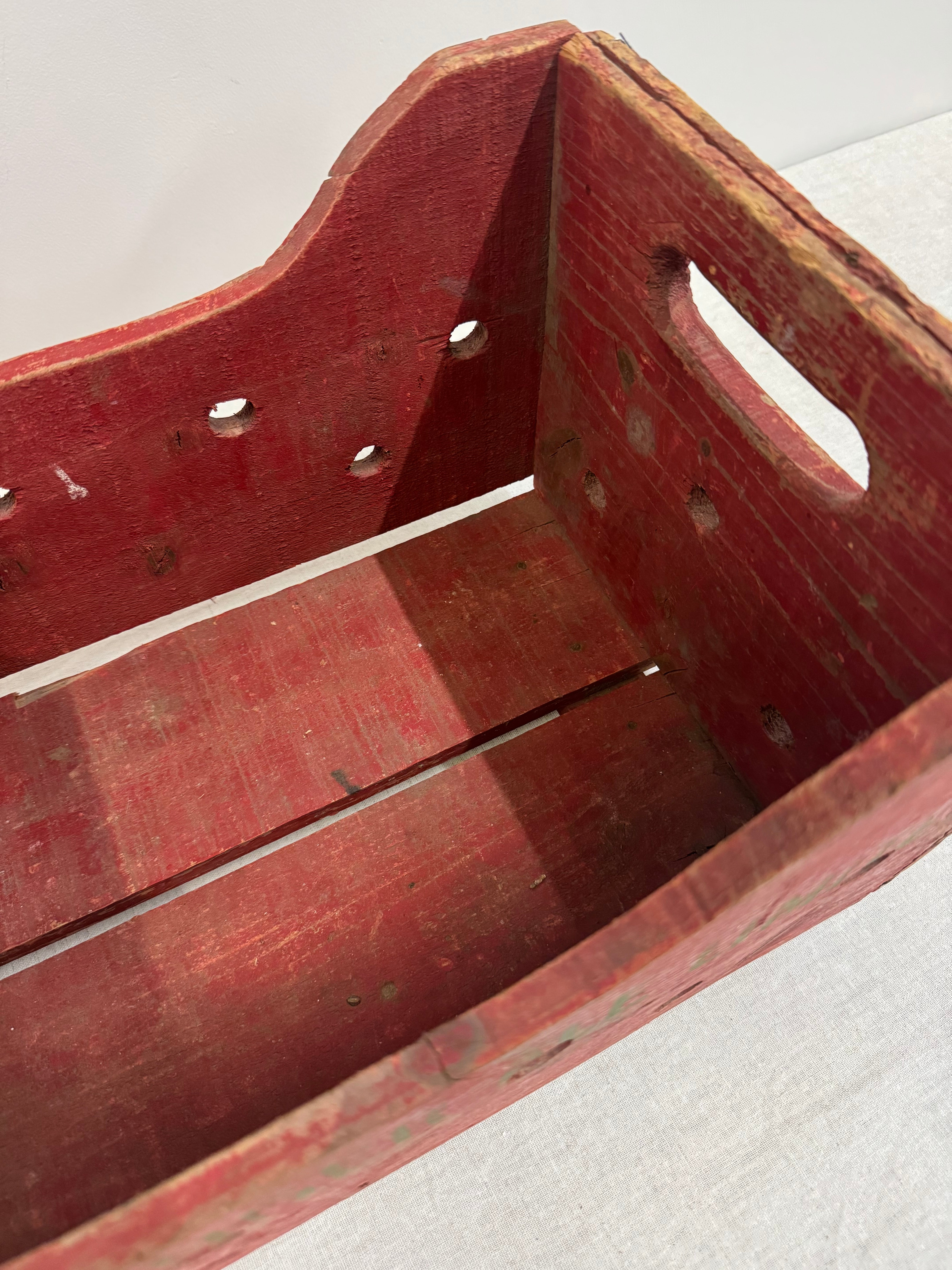 Vintage Red Wooden Vented Crate