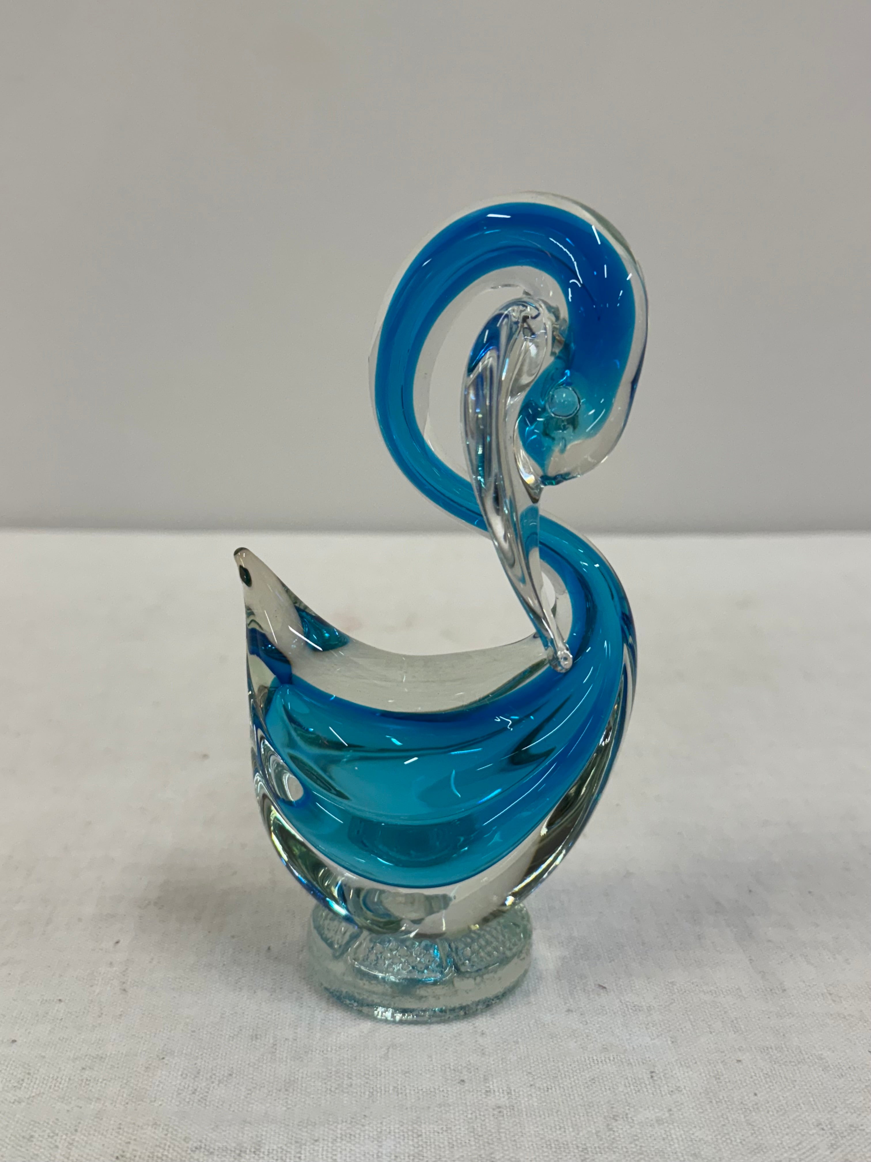 Blue Swan Art Glass Figure