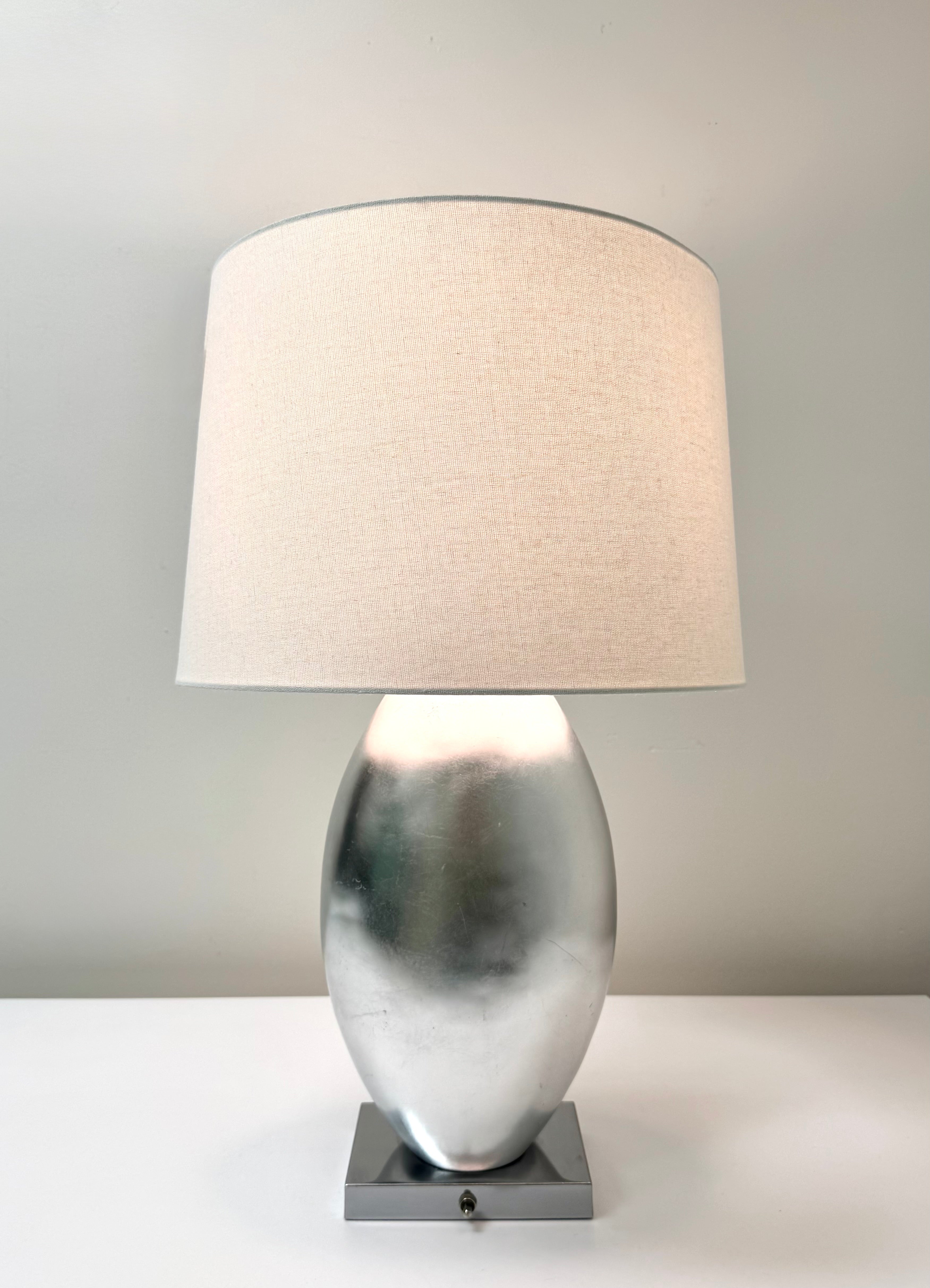 Matte Silver Oval Lamp