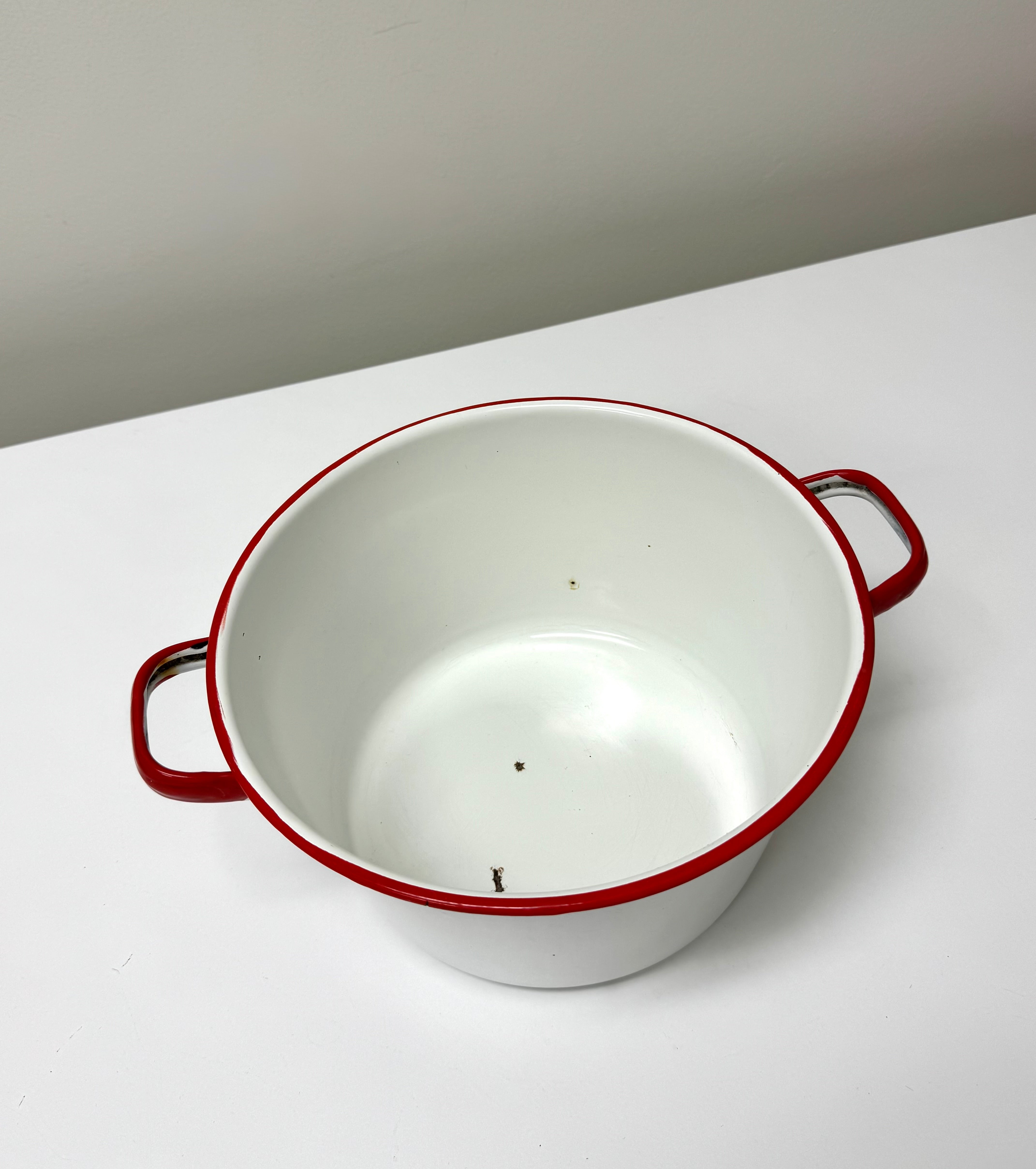Vintage Red Enamelware 10" Bowl with Handles