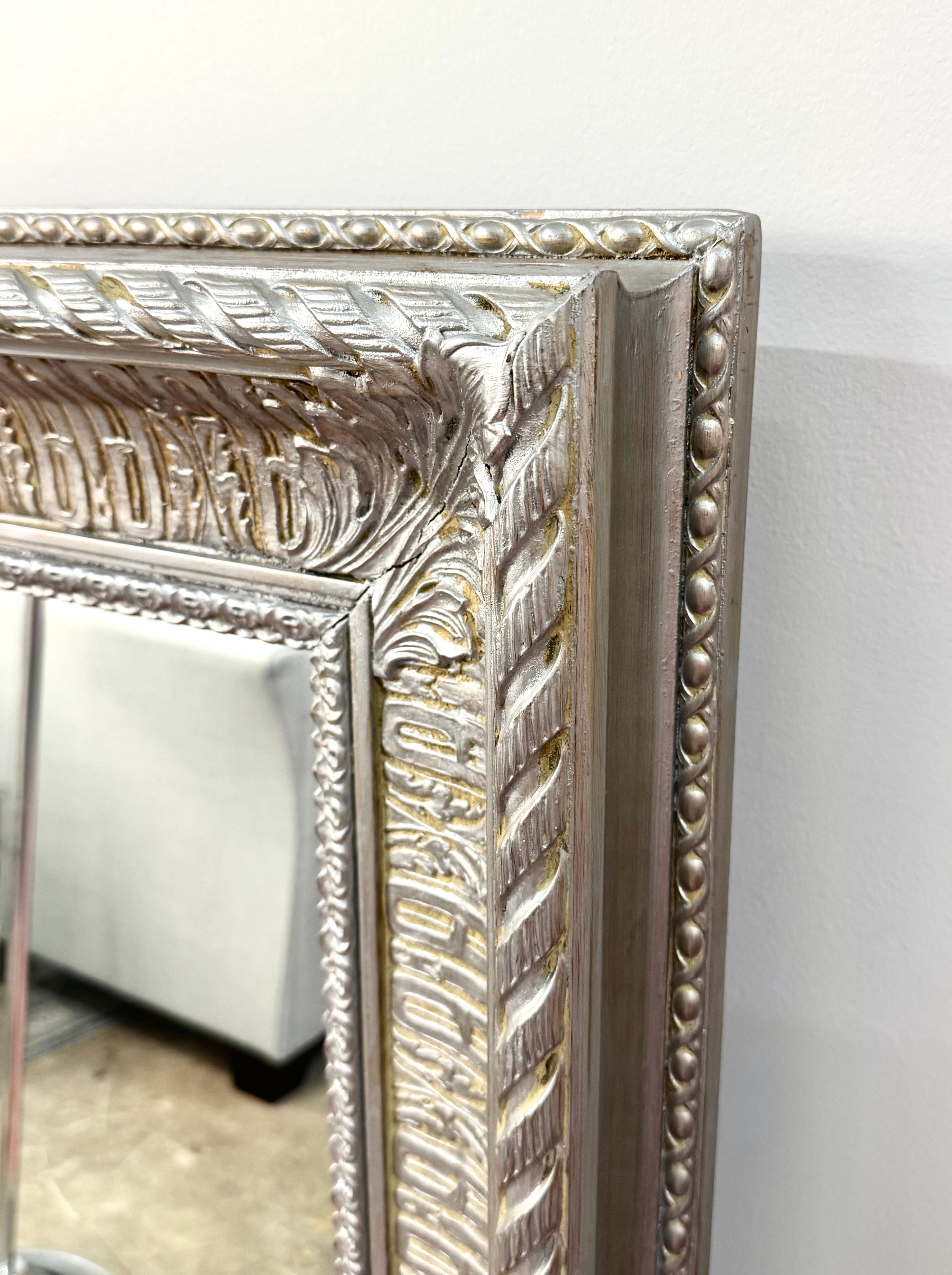 Burnished Silver Carved Mirror