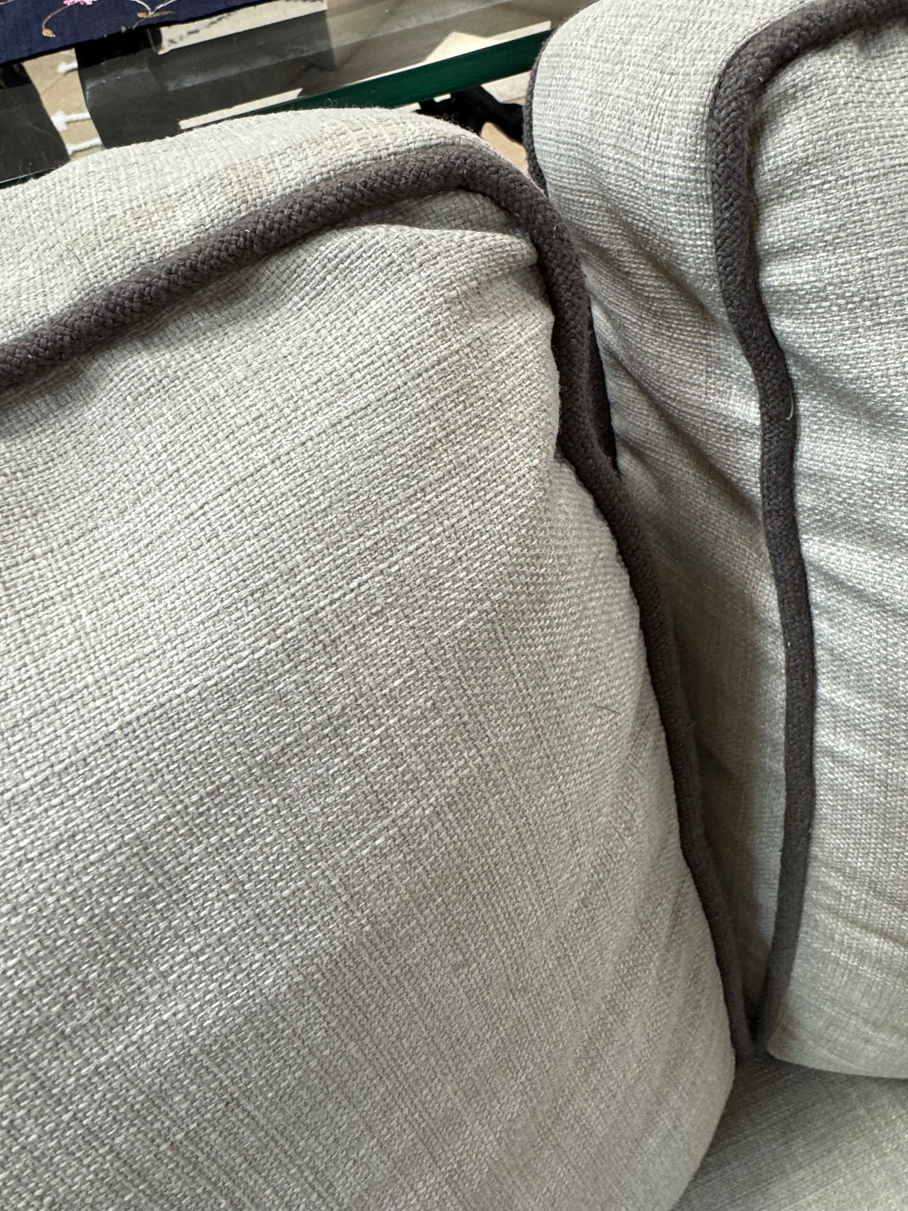 Gray Herringbone & Natural Linen 94" Sofa