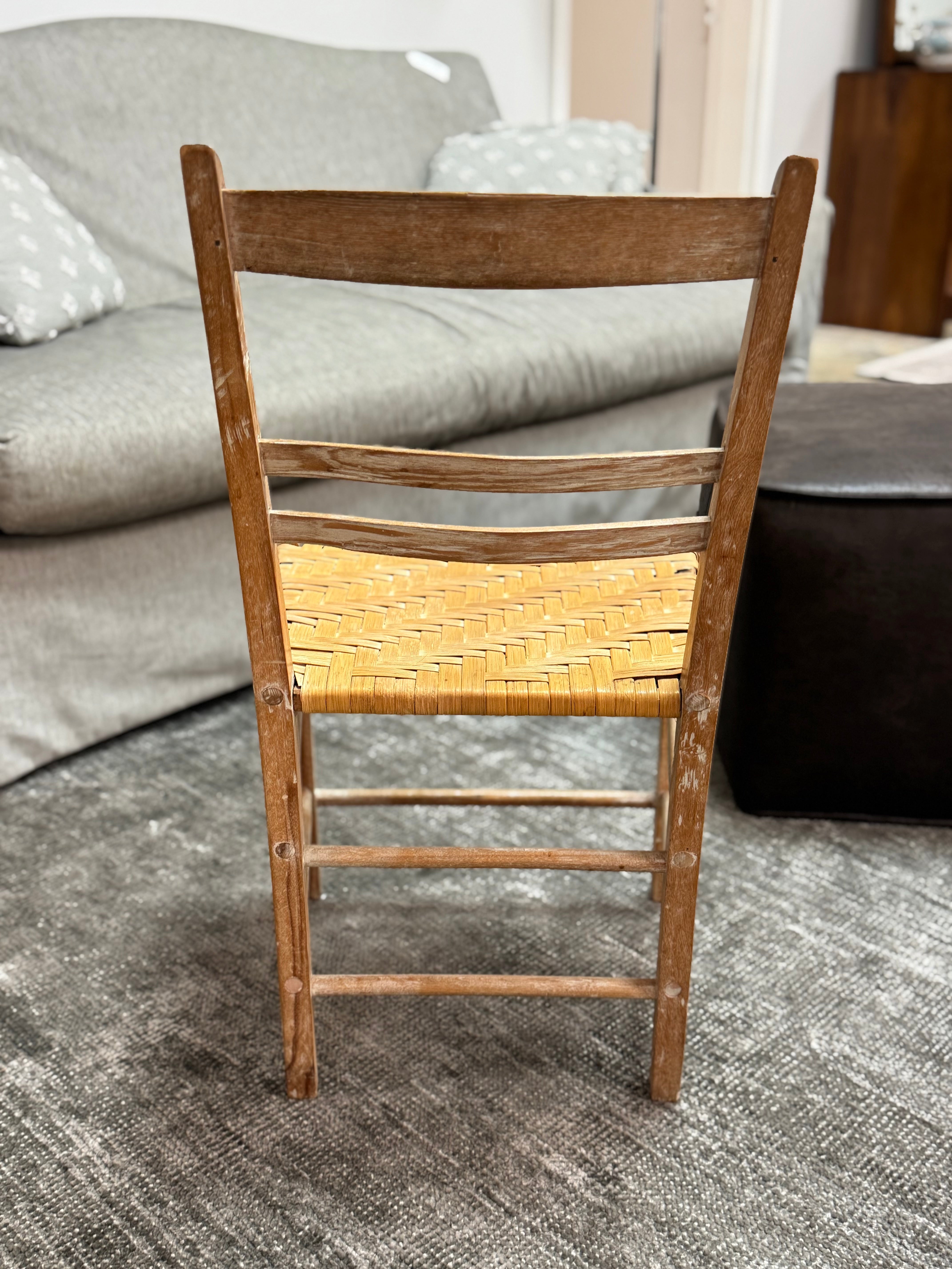 Rustic Ladder Back Chair with Rattan Seat
